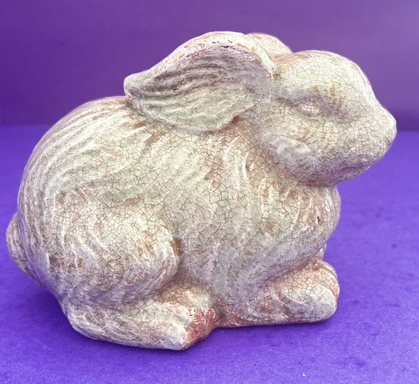 Large Terracotta Crackle Glazed Distressed Rustic Rabbit Easter Figurine SALE!