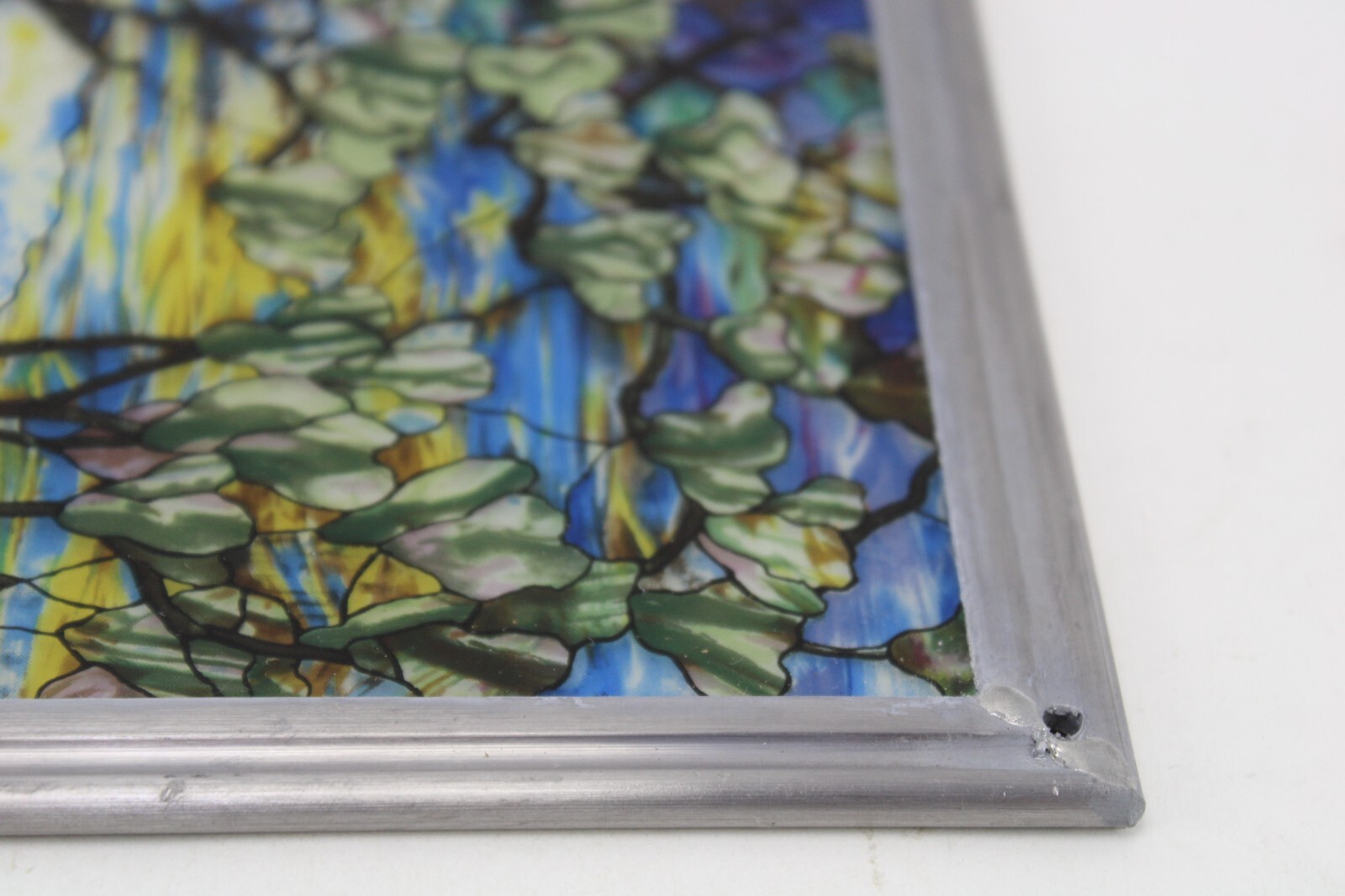 Vtg MMA Louis Tiffany Magnolia Irises Stained Glass Panel 13″x9″ Reproduction