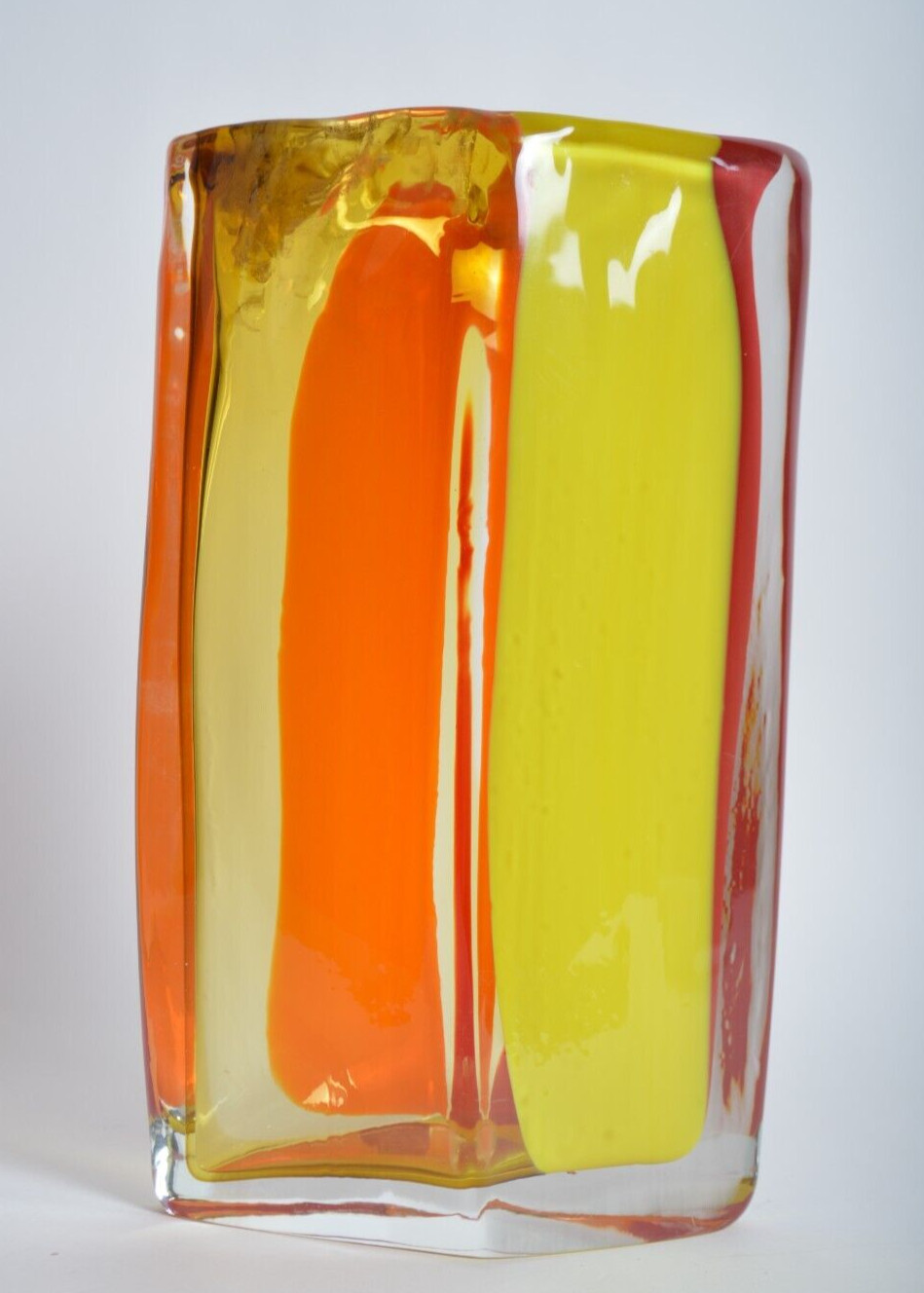 NIB Venini Fiji Glass Vase 794.00 $4340 33x19cm red orange yellow clear flashed
