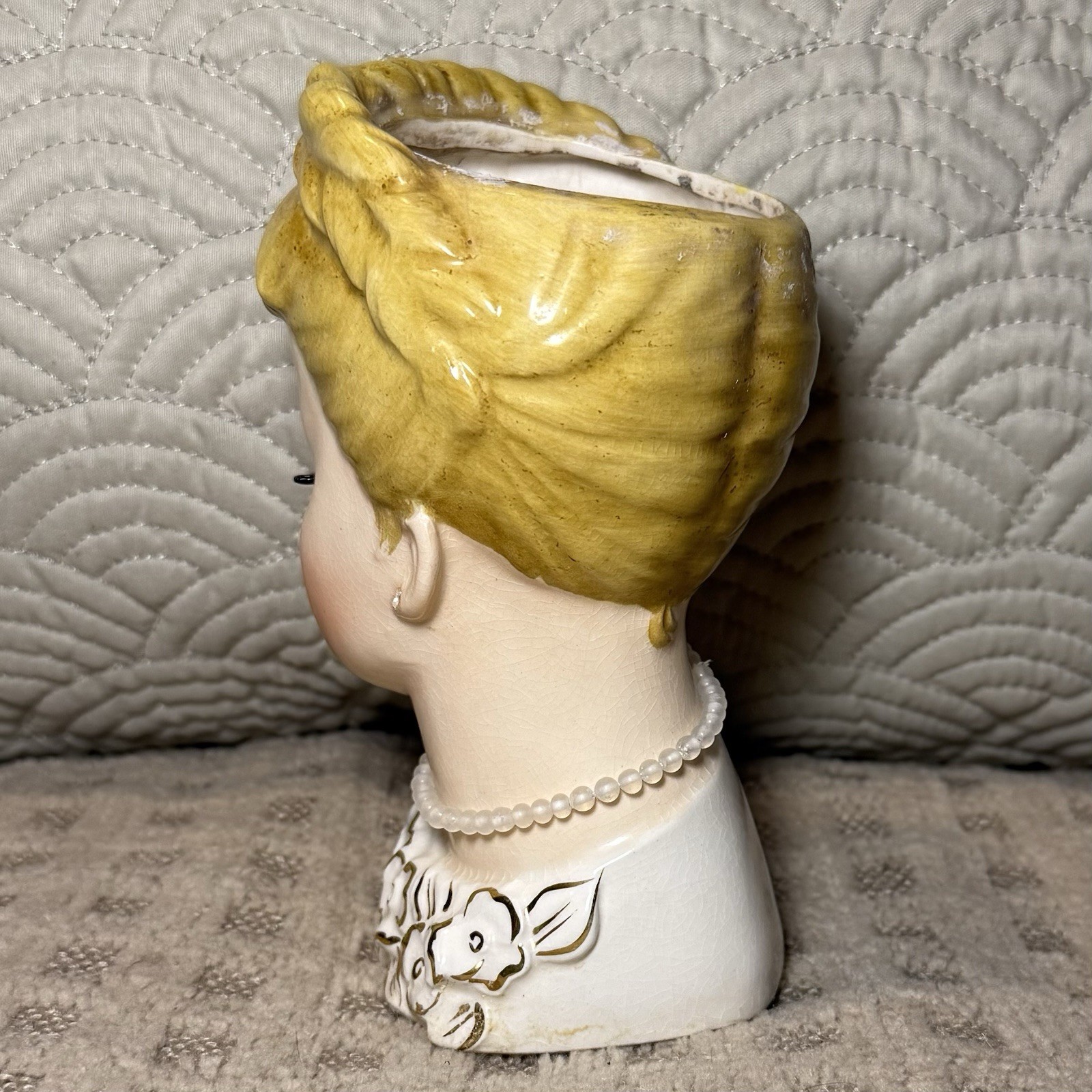 1959 Rubens Originals # 501 Lady Head Vase Blonde Braided Hair AS IS *READ*