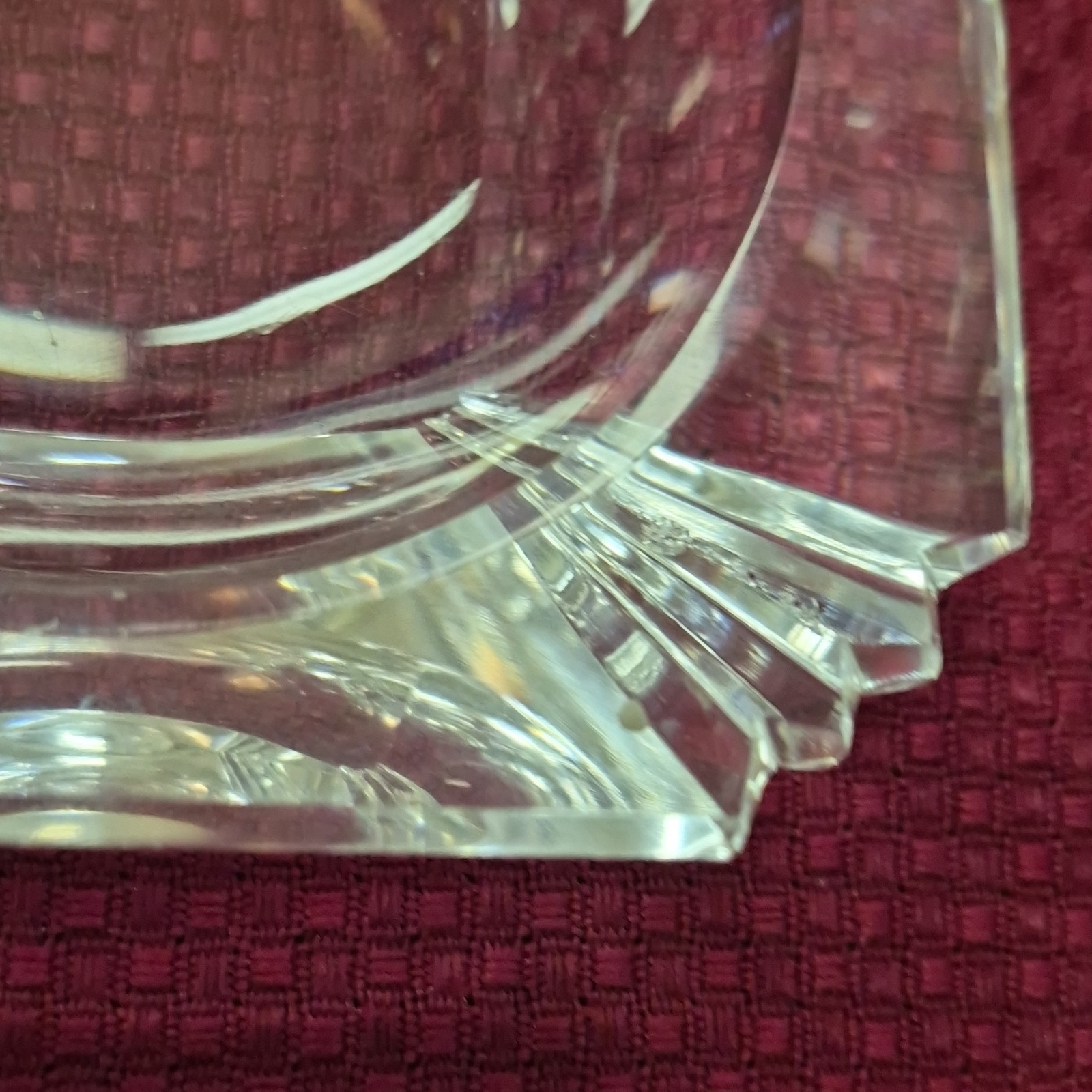 Clear Cut Glass Square Ashtray w/ Cigarette Rests Approx 4 in Clear Glass