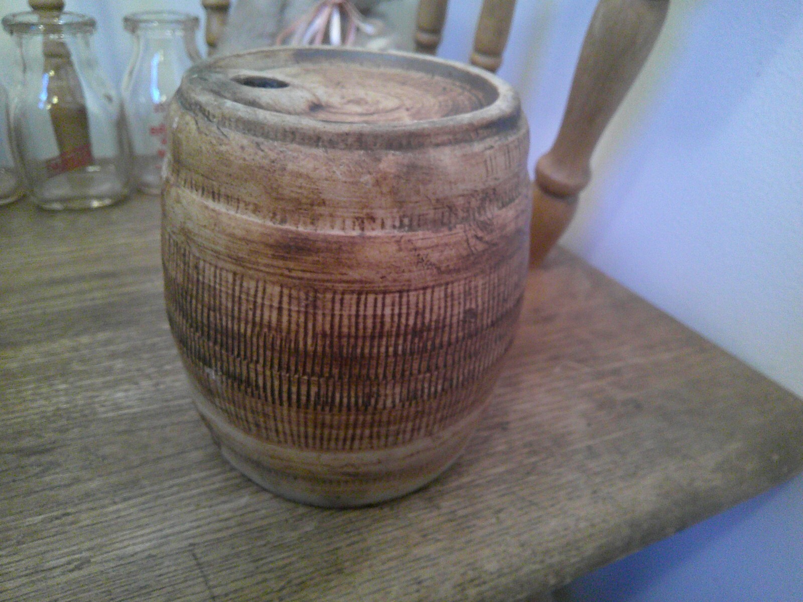 Vintage Pottery Small Whiskey Barrel