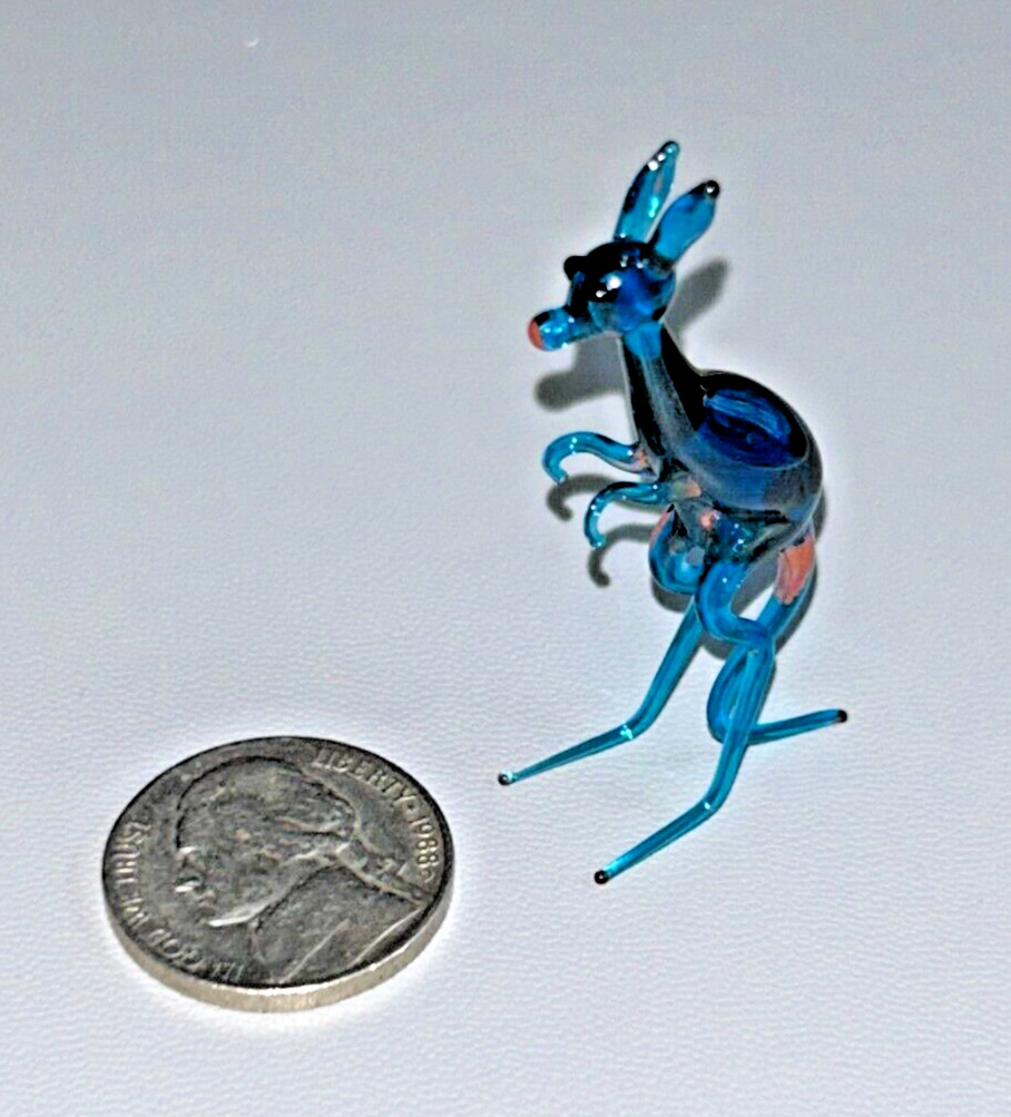 Vintage Kangaroo Figurine Blown Glass Delicate: Blue Murano?