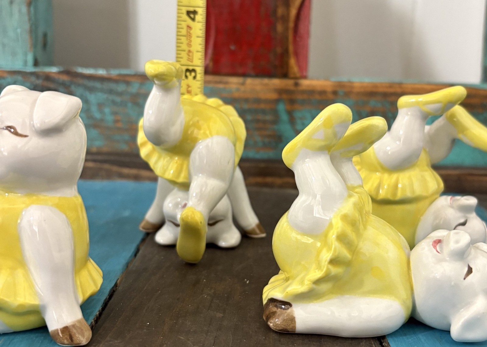 Set of 5 Fitz & Floyd Tumbling Ballerina Pigs Figurines Hand Painted 1979 Tutu’s