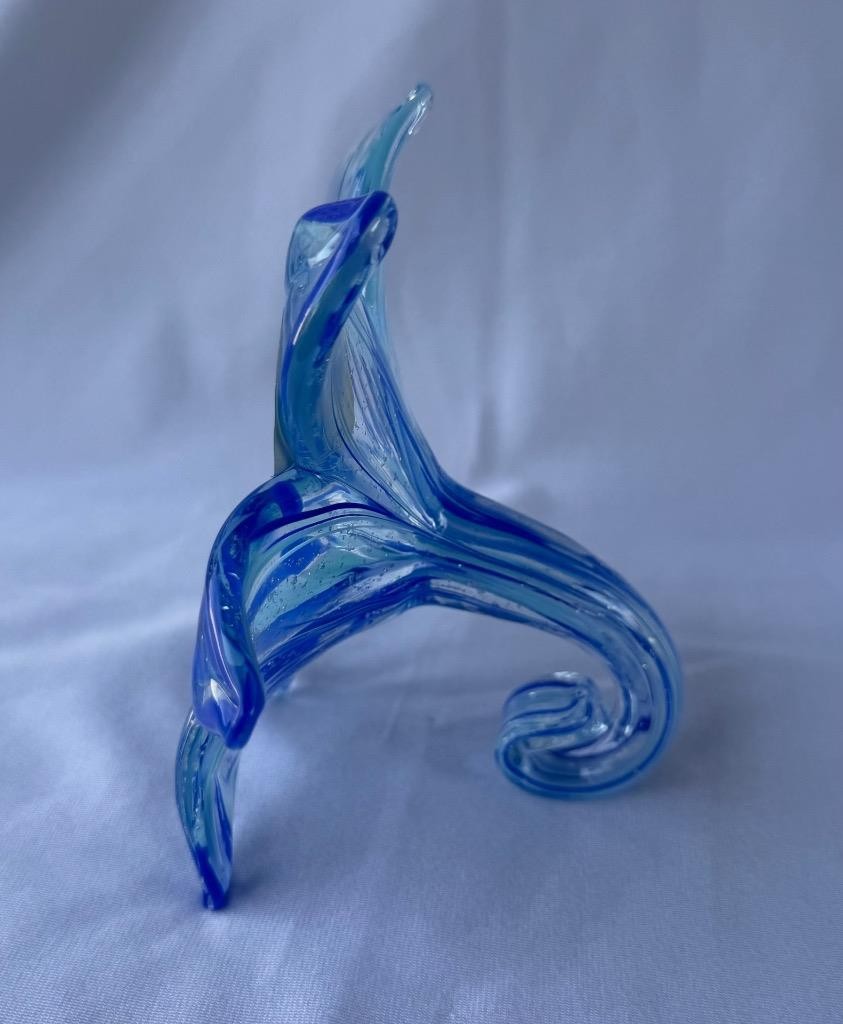 Genuine Italian Flower Blown Glass Murano dark and light blue Italy No 724