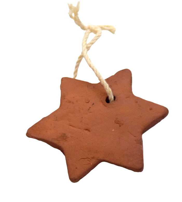 Redware Primitive Pottery Ornament Star 2.55″ diameter unmarked