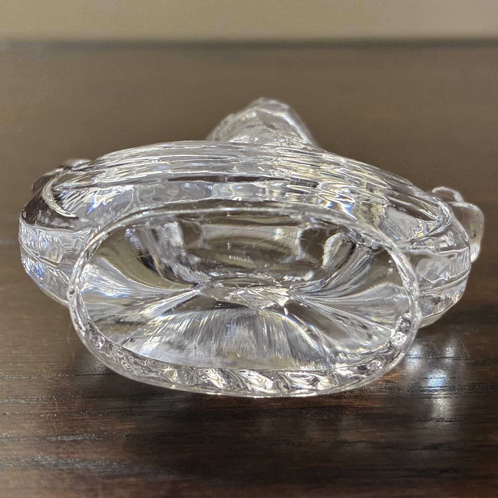 Vintage Lindshammar 2.75″ Clear Crystal Viking Ship Paperweight ~ Made in Sweden