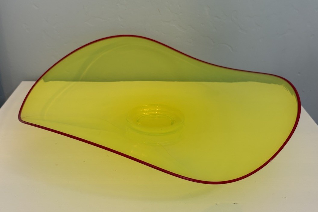 Hand Blown Art Glass 14” Bowl Sculpture Centerpiece Signed Vessel Studio 2014