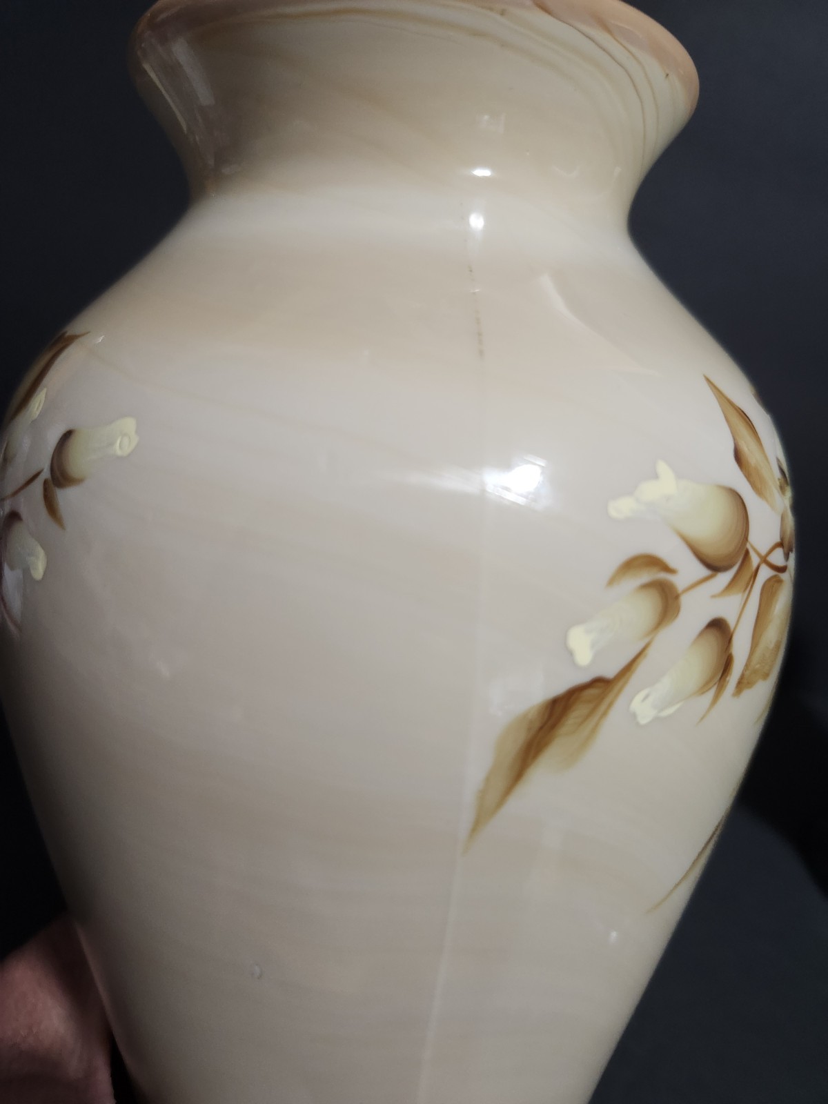 Fenton Chocolate Glass Vase NFGCA Hand Painted Roses By JK Spindler PLEASE READ