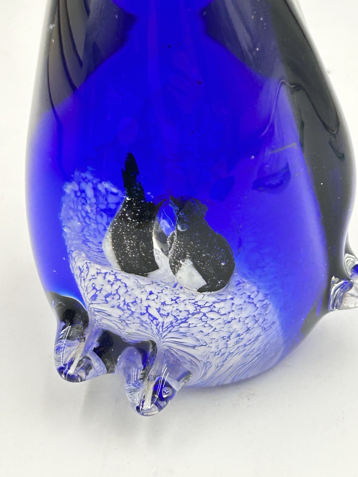 MCM 50’s-70’s Glass Paperweight Sculpture Penguin Mother & 2 Babies 5.5”