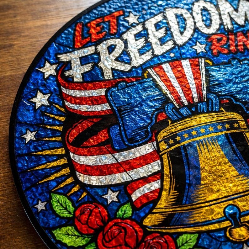 Let Freedom Ring Patriotic Suncatcher Glass