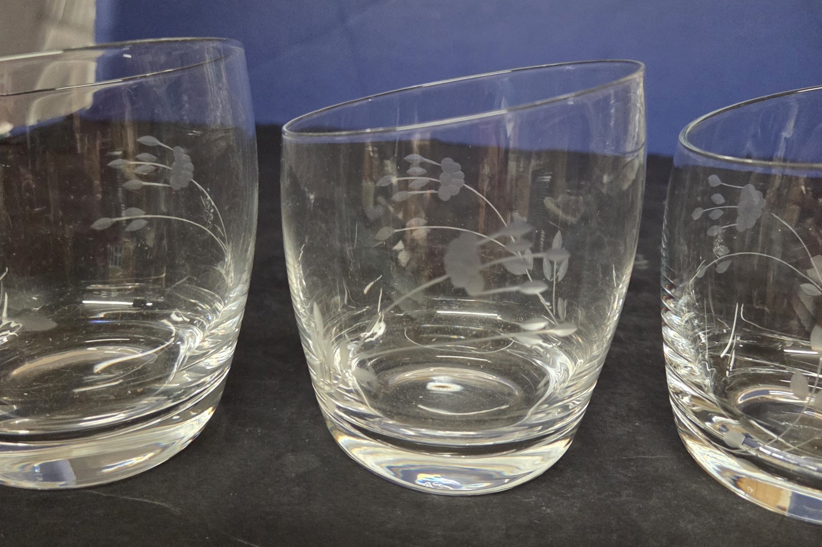 Princess House Heritage 4pc Set Crystal Candle Votive Holders #6311 Slanted Top