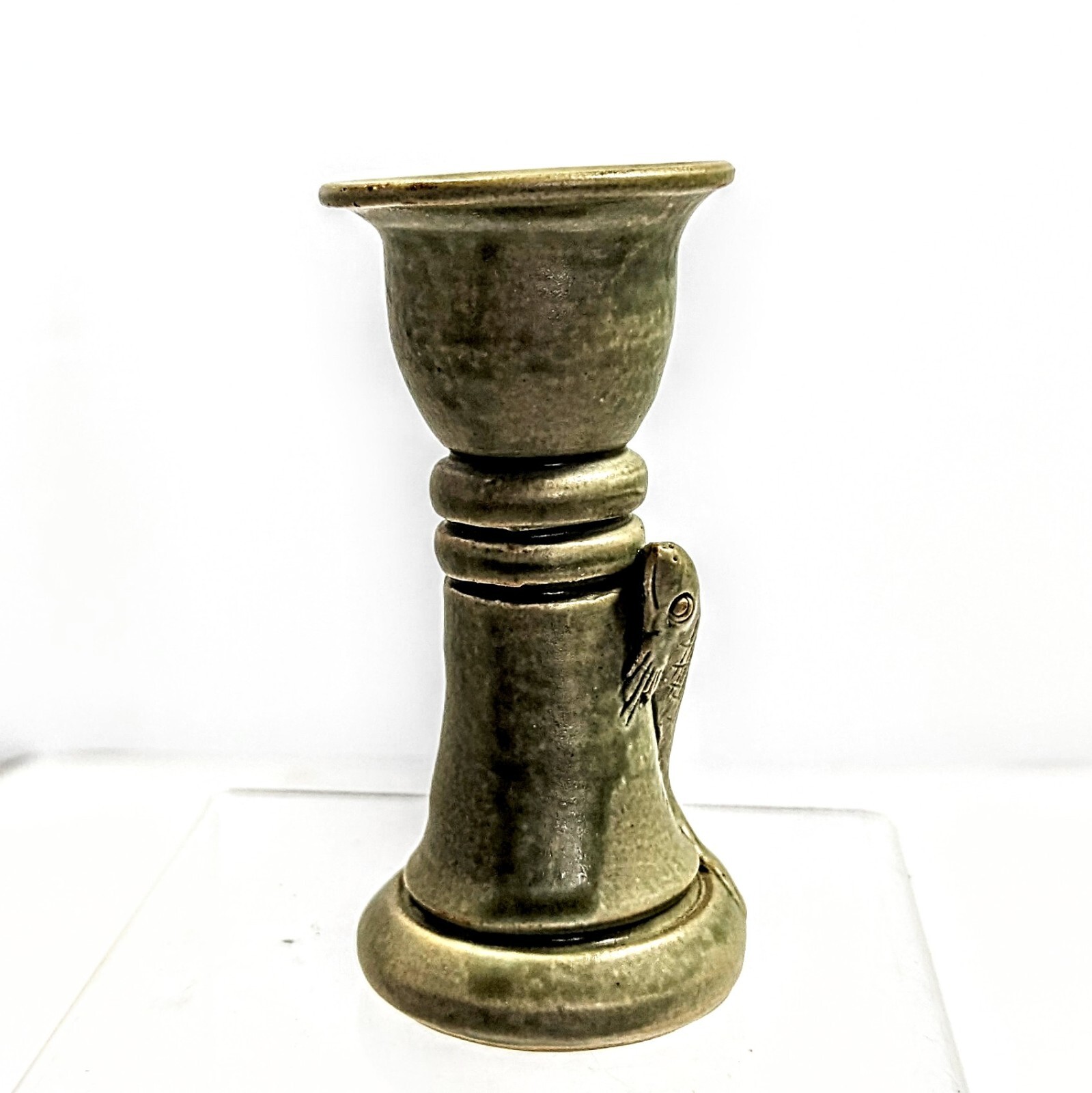 Artisan Hand Thrown Pottery Turtle Fish Taper Candlesticks Bahali 5″