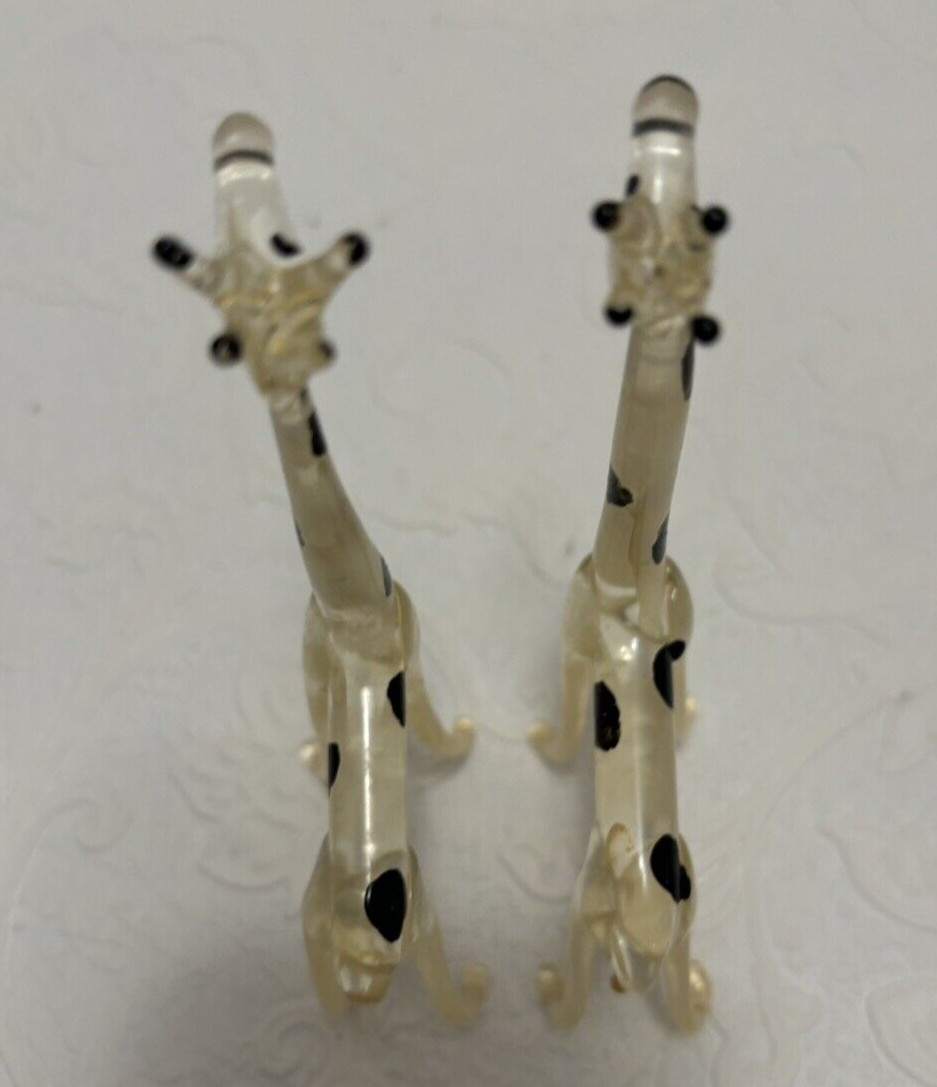 2 Murano Glass GIRAFFES 5″ Delicate Vintage Whimsical Hand Blown Animals