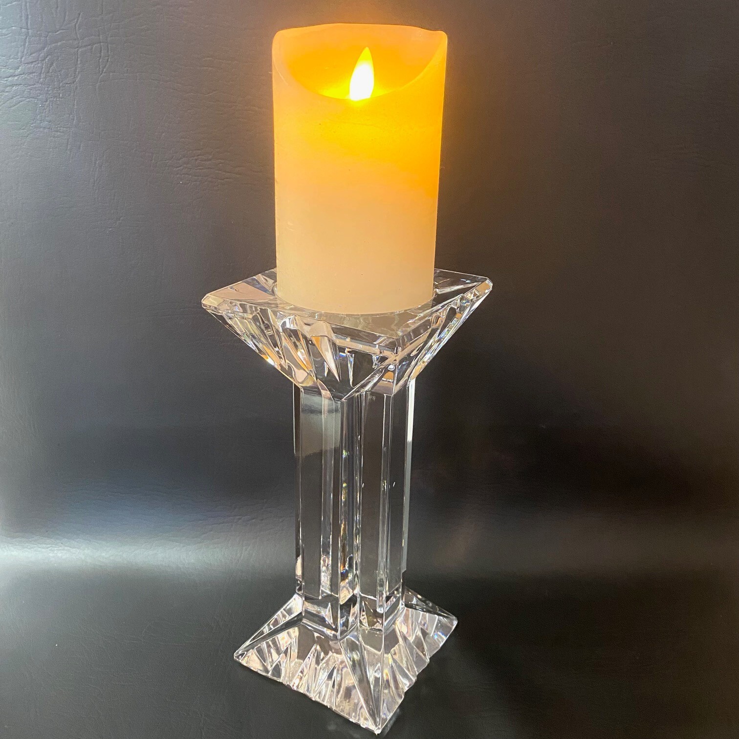 Vtg Made in Germany Crystal Pillar Candle Holder Lenox Crosswinds 5lb 9oz EVC
