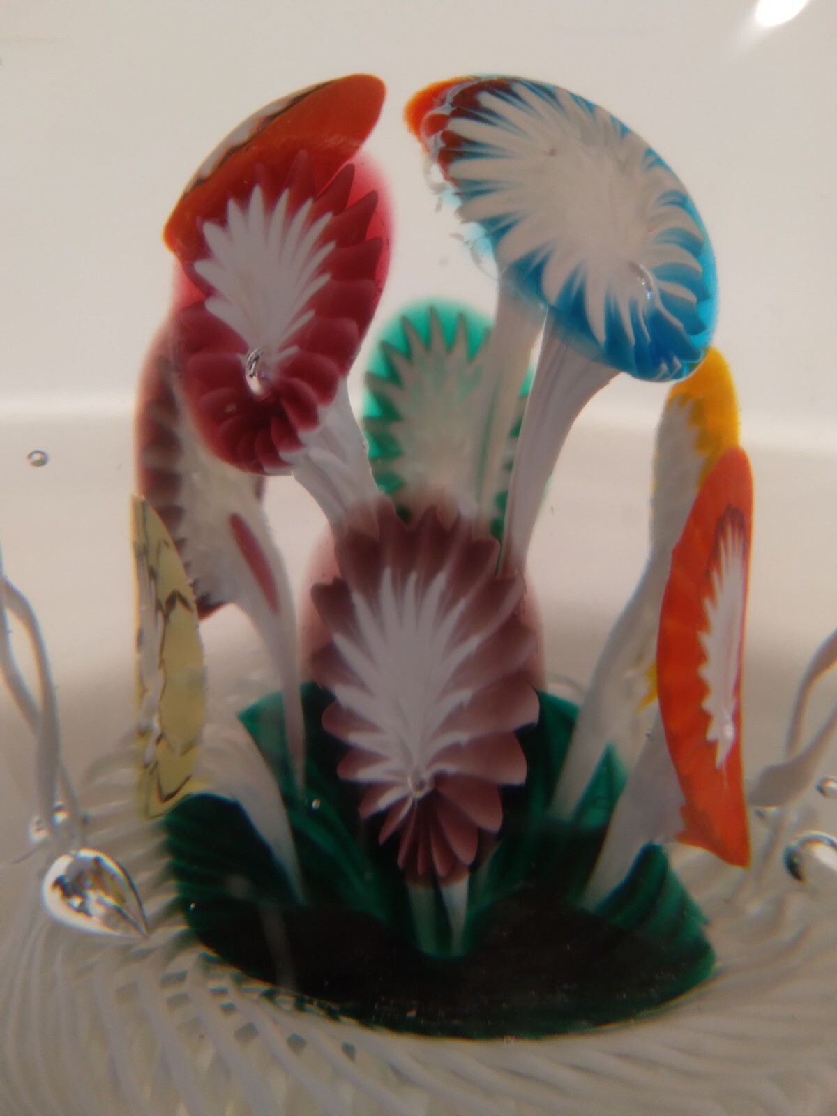 Huge 8.5″ Murano Basket Of Multi Color Flowers Art Glass Paperweight