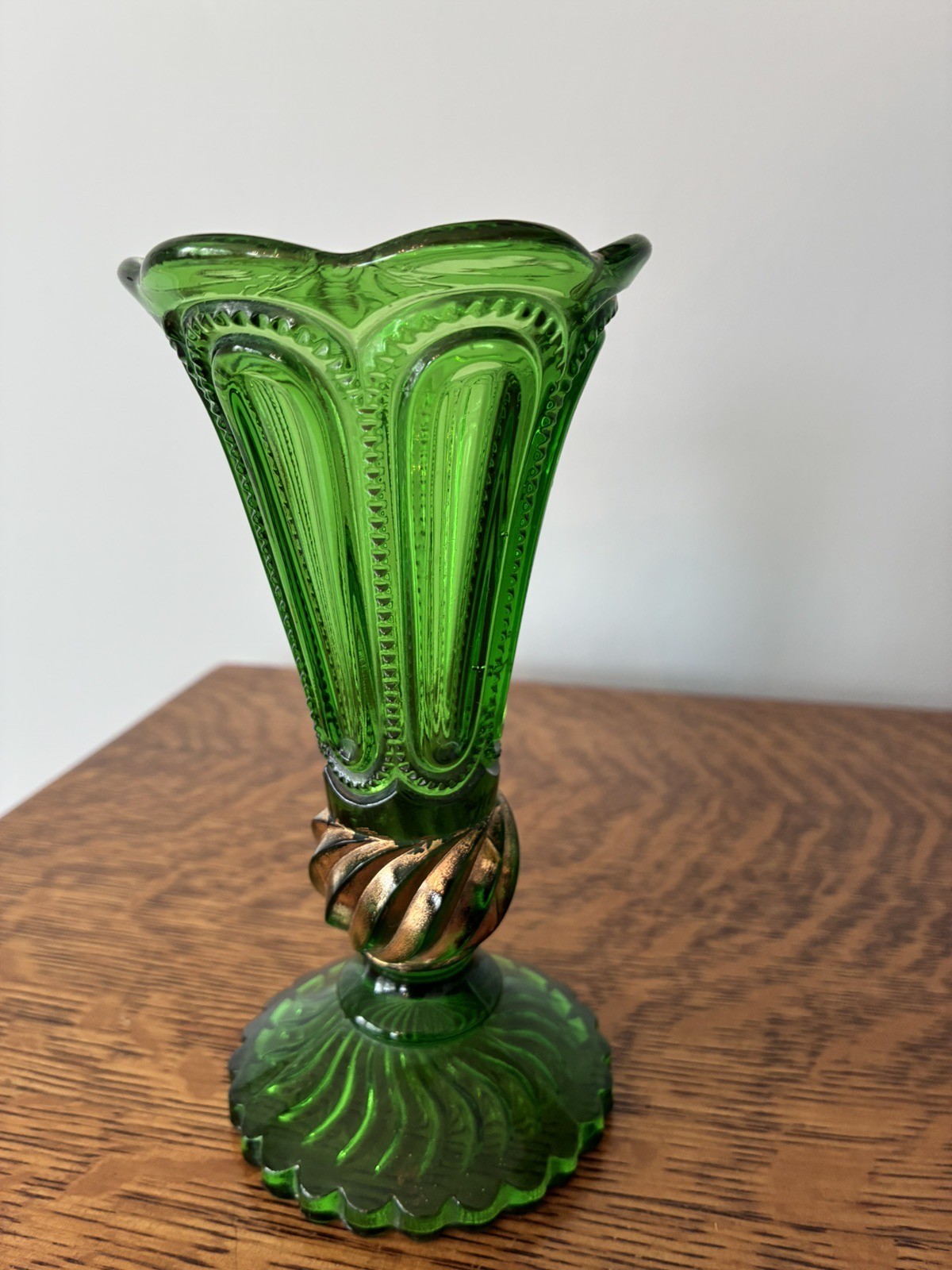 Vintage EAPG U.S.Glass Emerald Green Bud Vase