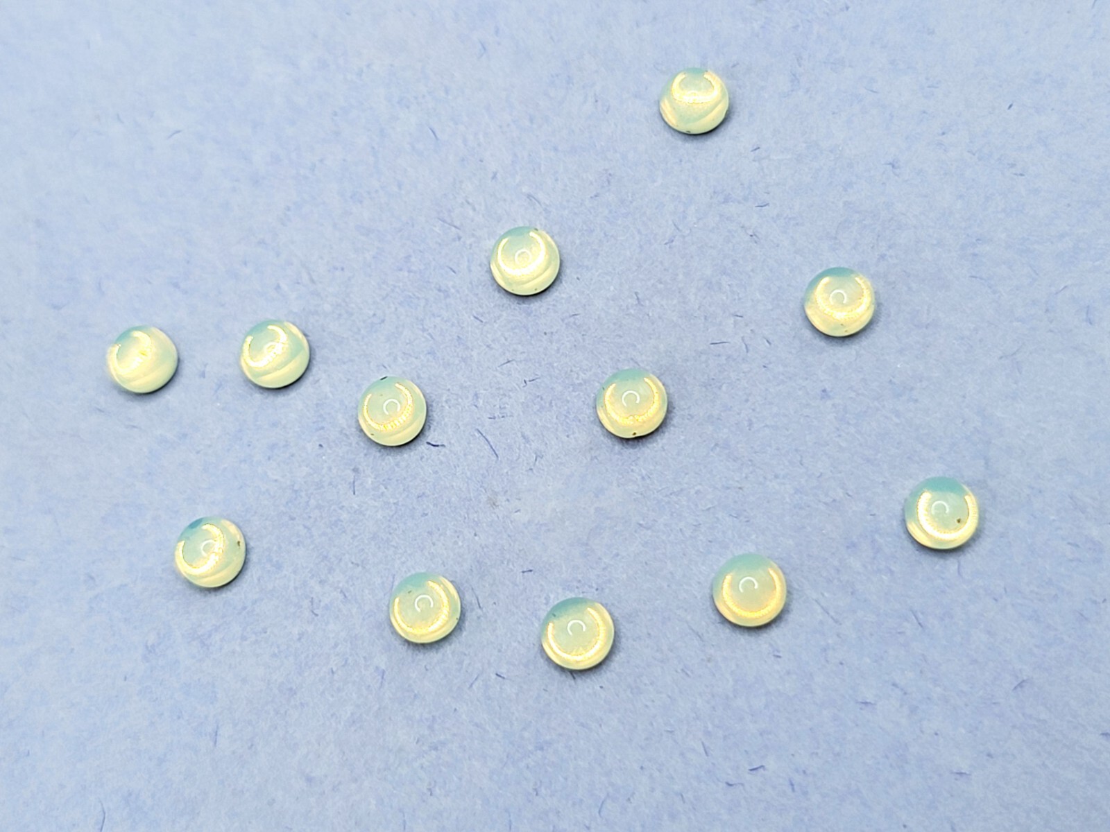 12pcs 3mm Uranium Glass Cabochon Yellow Opal Gold Foiled Czech Half Dome