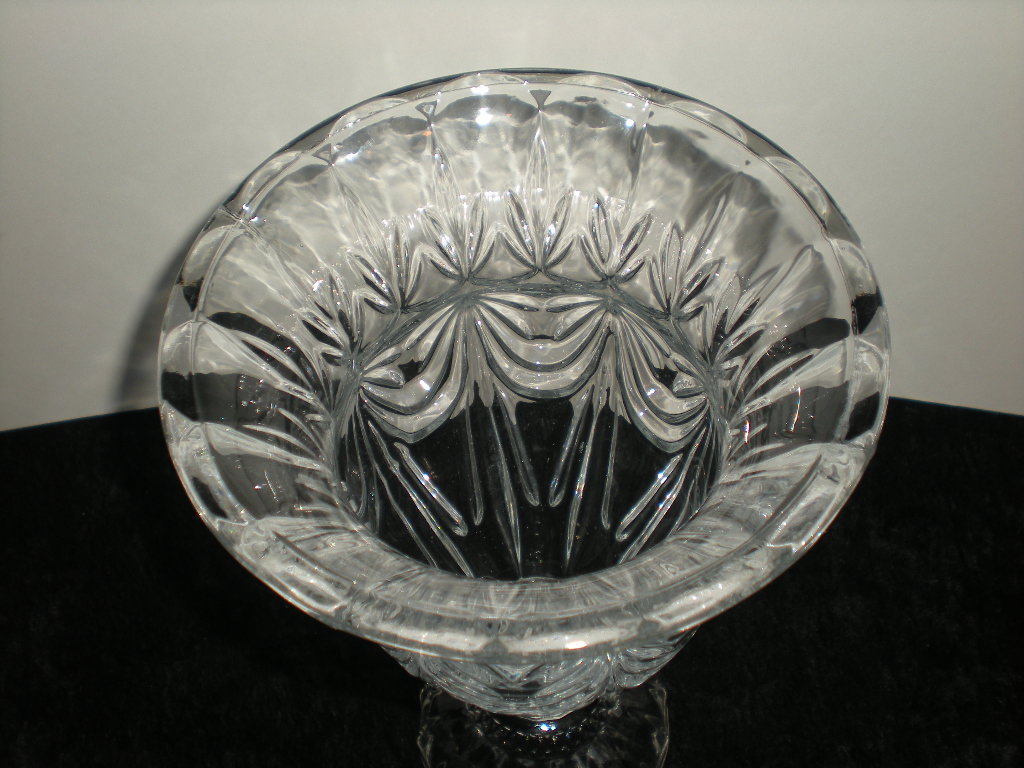 Vase Drape Drapery Bouquet Heavy Glass Ribbed Base Large Vtg Piece