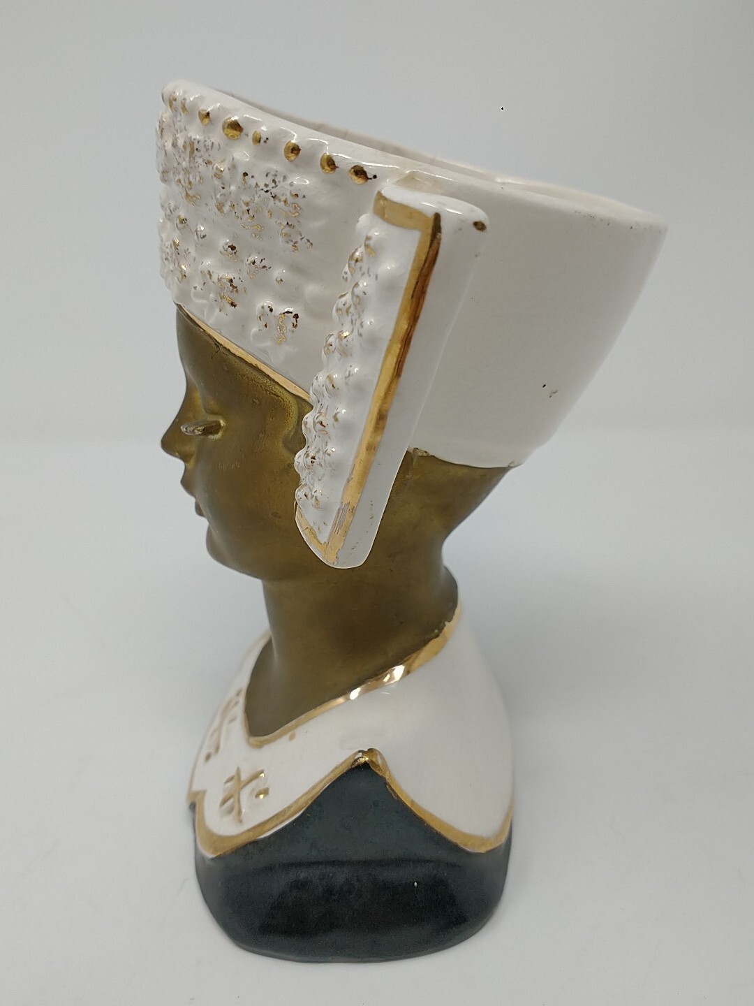 Vintage Royal Sealy Egyptian Queen Nefertiti Lady Woman Head Bust Vase, Cracked