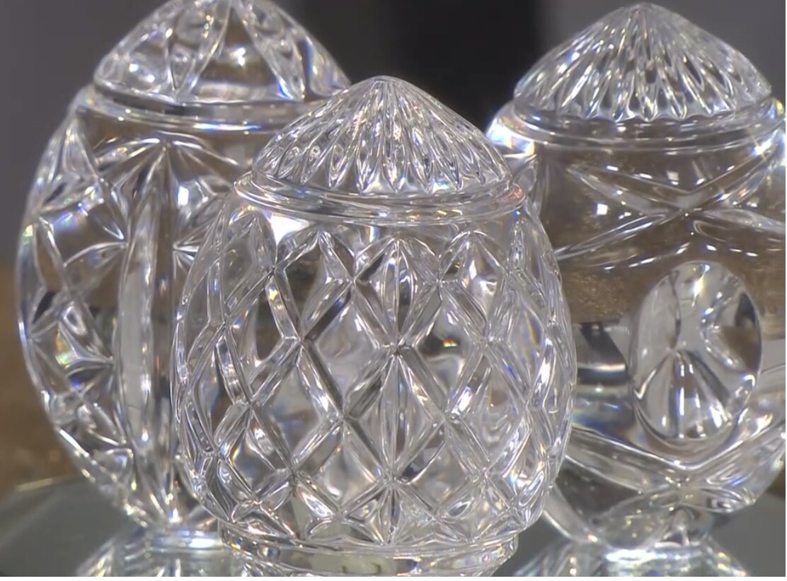 Waterford Crystal MIXED PATTERN EASTER EGG Sculptures – SET OF 3 EGGS – #1050389