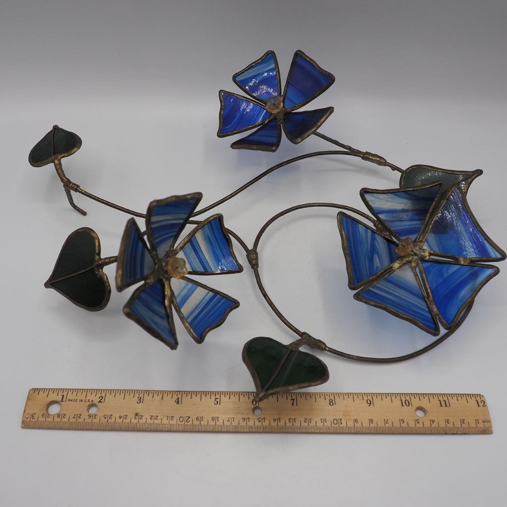 Handmade Stained Glass Art Flowers Table Accent or Wall Hanging