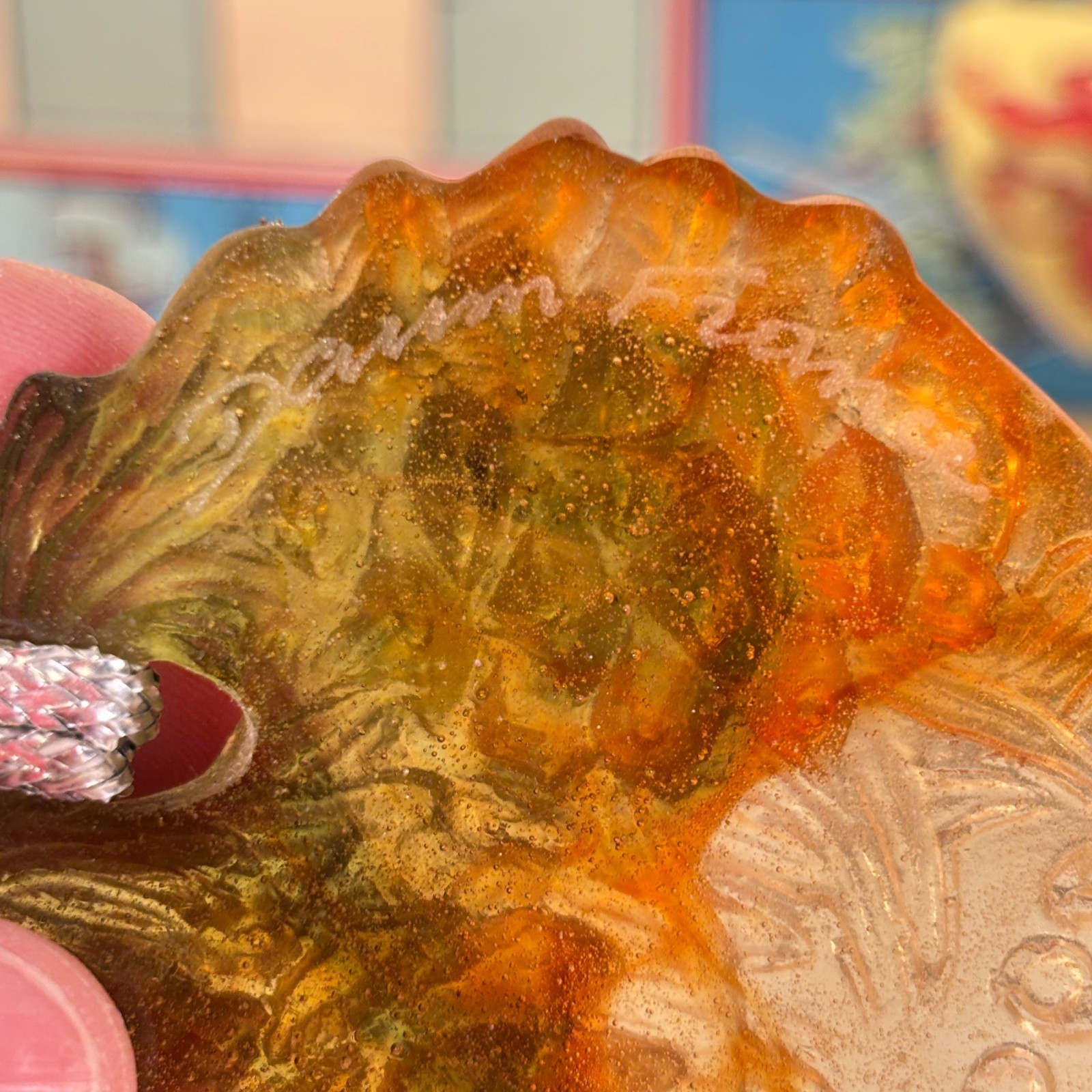 Daum Christmas Ornament Crystal Pate de Verre Pinecones, 1992, 2.5″dia