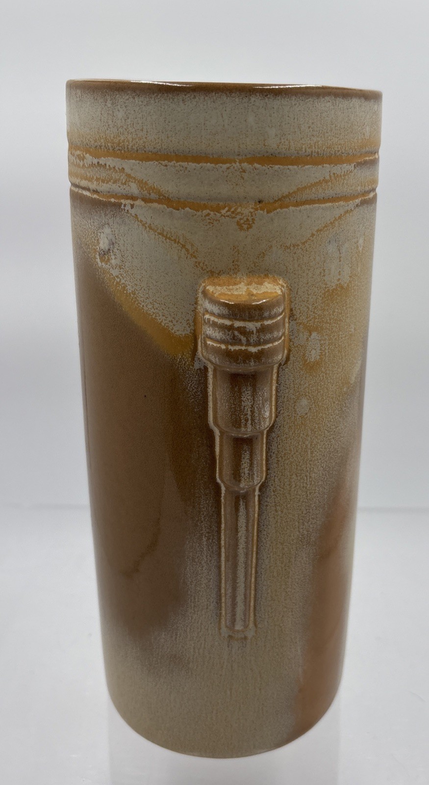 FRANKOMA Pottery Tan 9 1/8″ TALL ROUND GRECIAN ART DECO VASE #50 Vtg