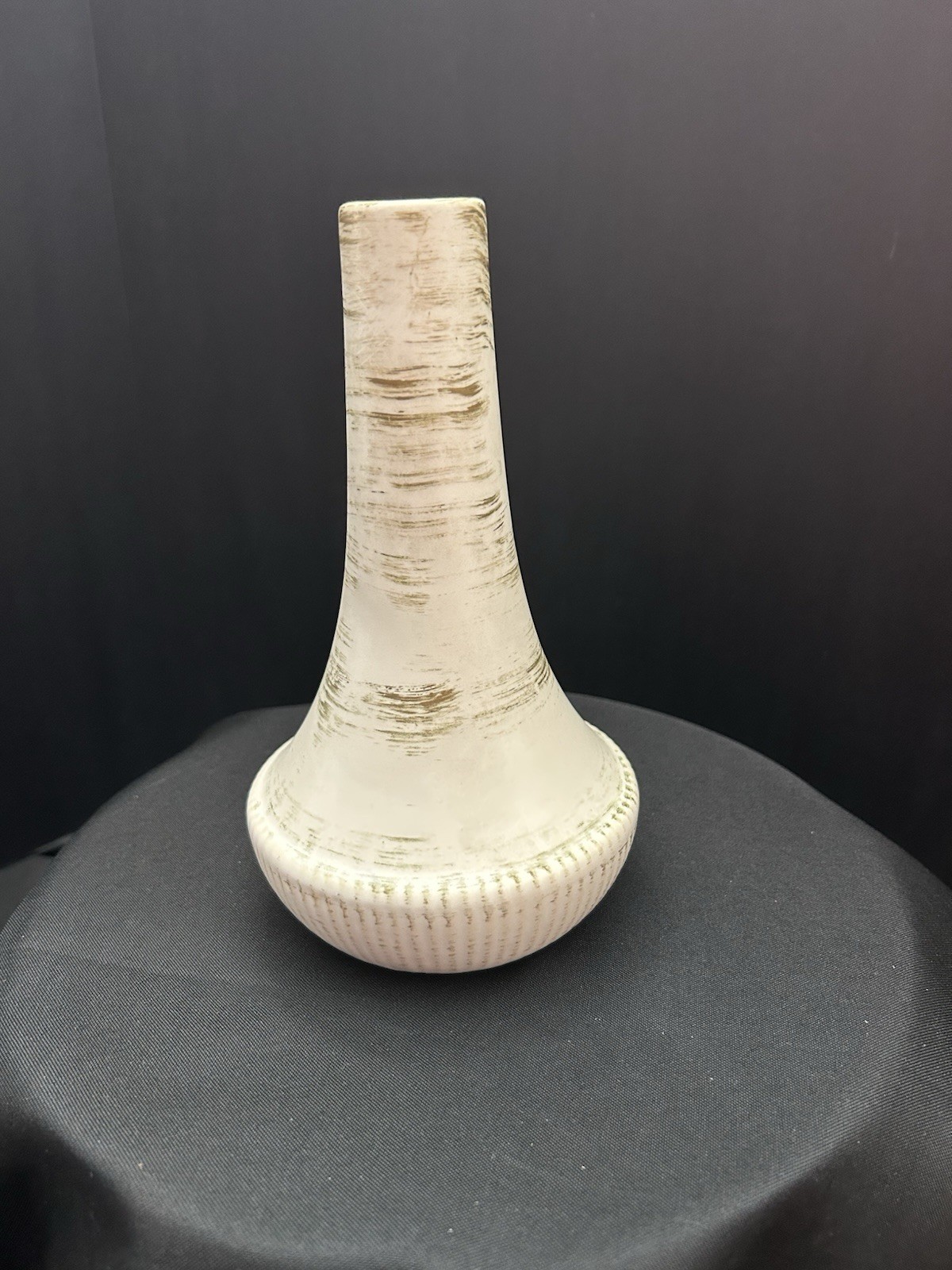 Vintage 60’s McCoy Pottery Genie White Gold Bud Vase 8.5in Modern Contemporary