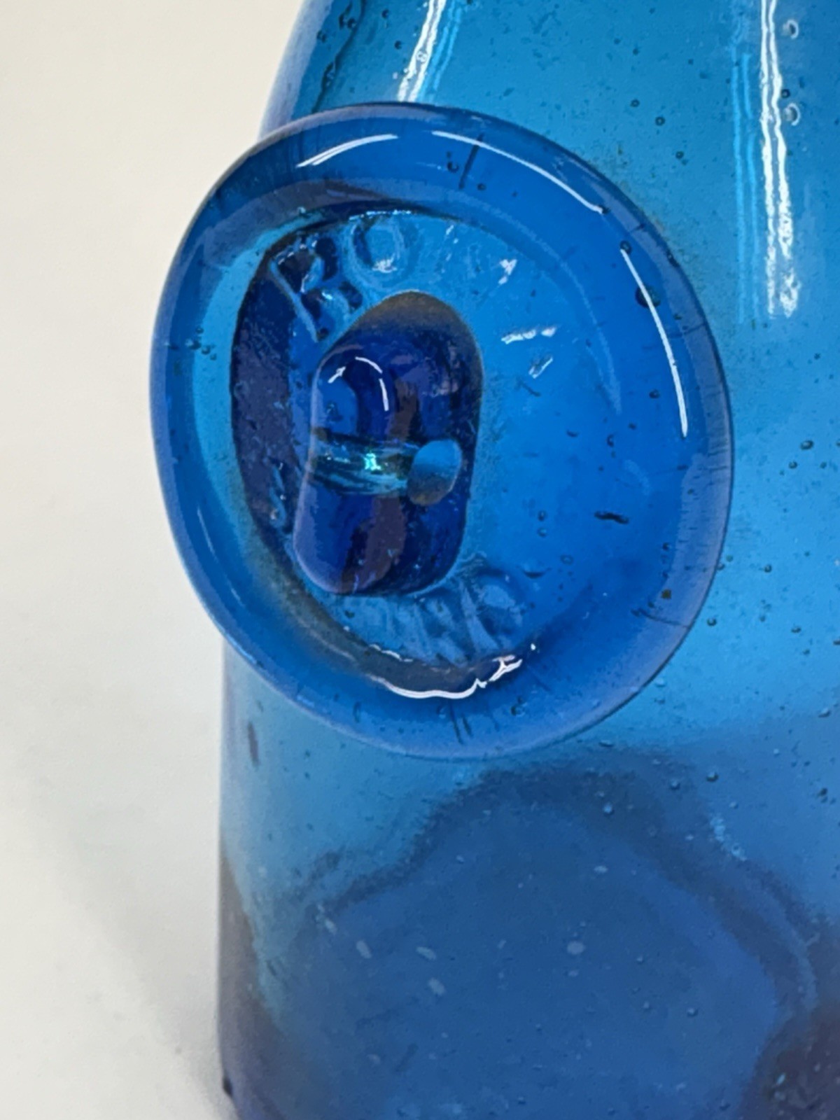Vintage Rossini Empoli Blue Art Glass Vase Made in Italy MCM Bubble Glass