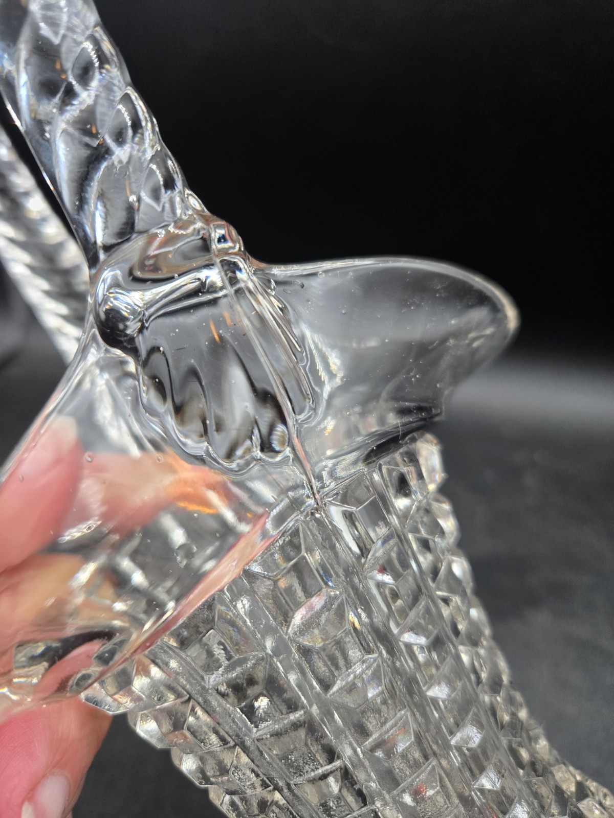 Vintage Monticello Crystal Glass Wedding Basket Imperial Glass Co. Block Waffle
