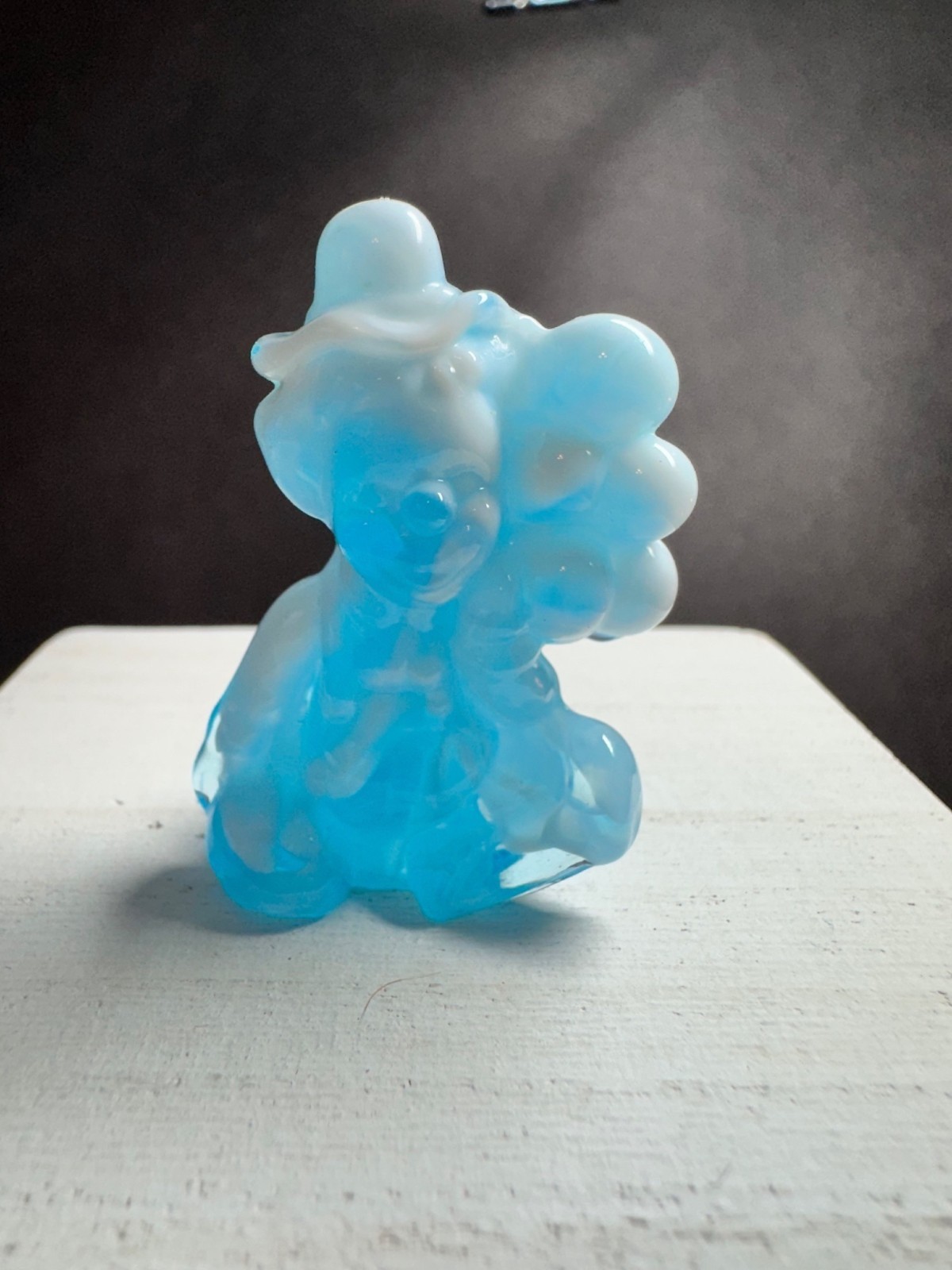 Mosser Glass Pee Wee Clown Alphabet Letter G Light Blue
