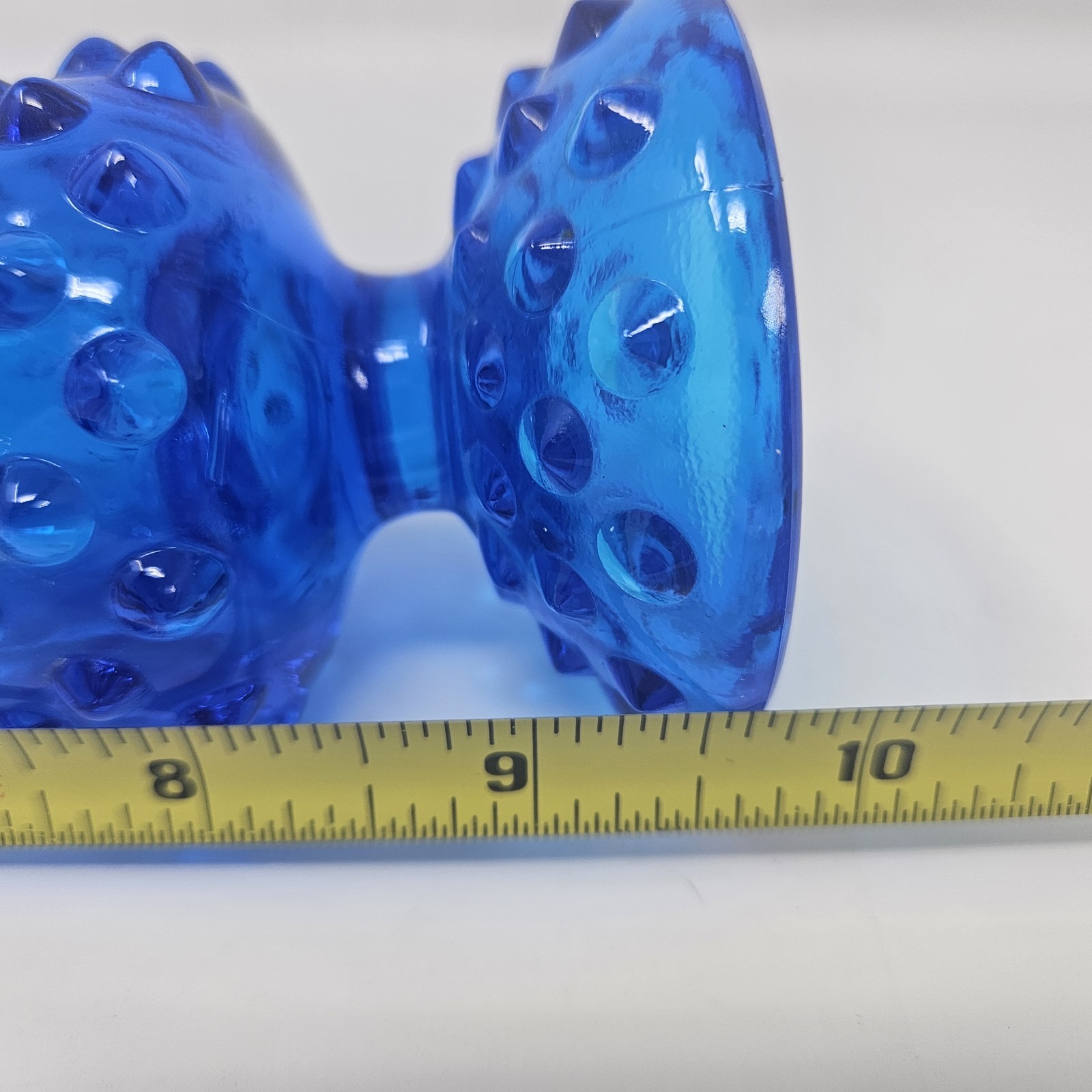Vintage MCM Fenton Colonial Blue Hobnail 9.5″ Tall Swung Bud Vase Retro Glass
