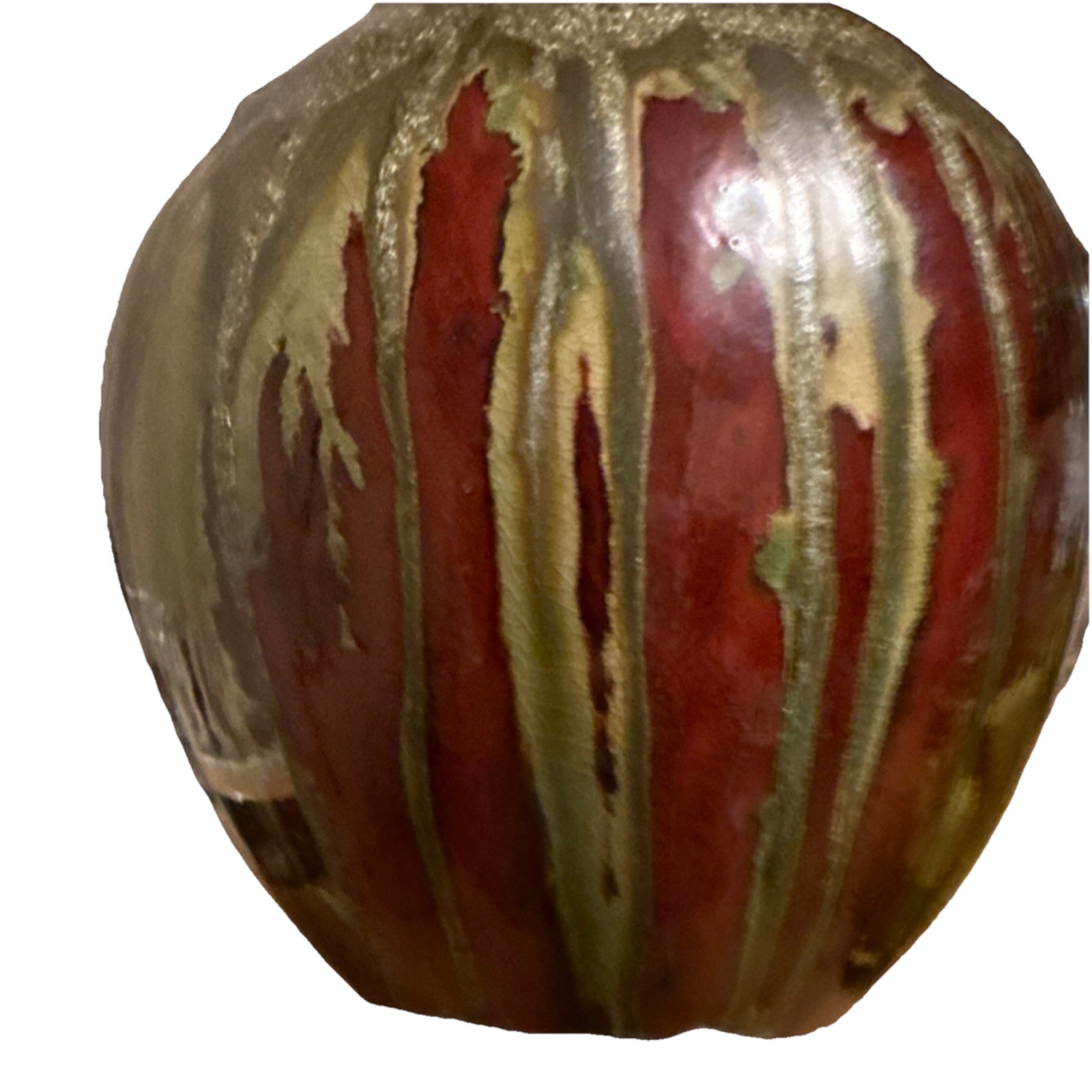 Home goods Handmade Art Pottery Vase Brown Red Abstract Glossy Decorative Clay