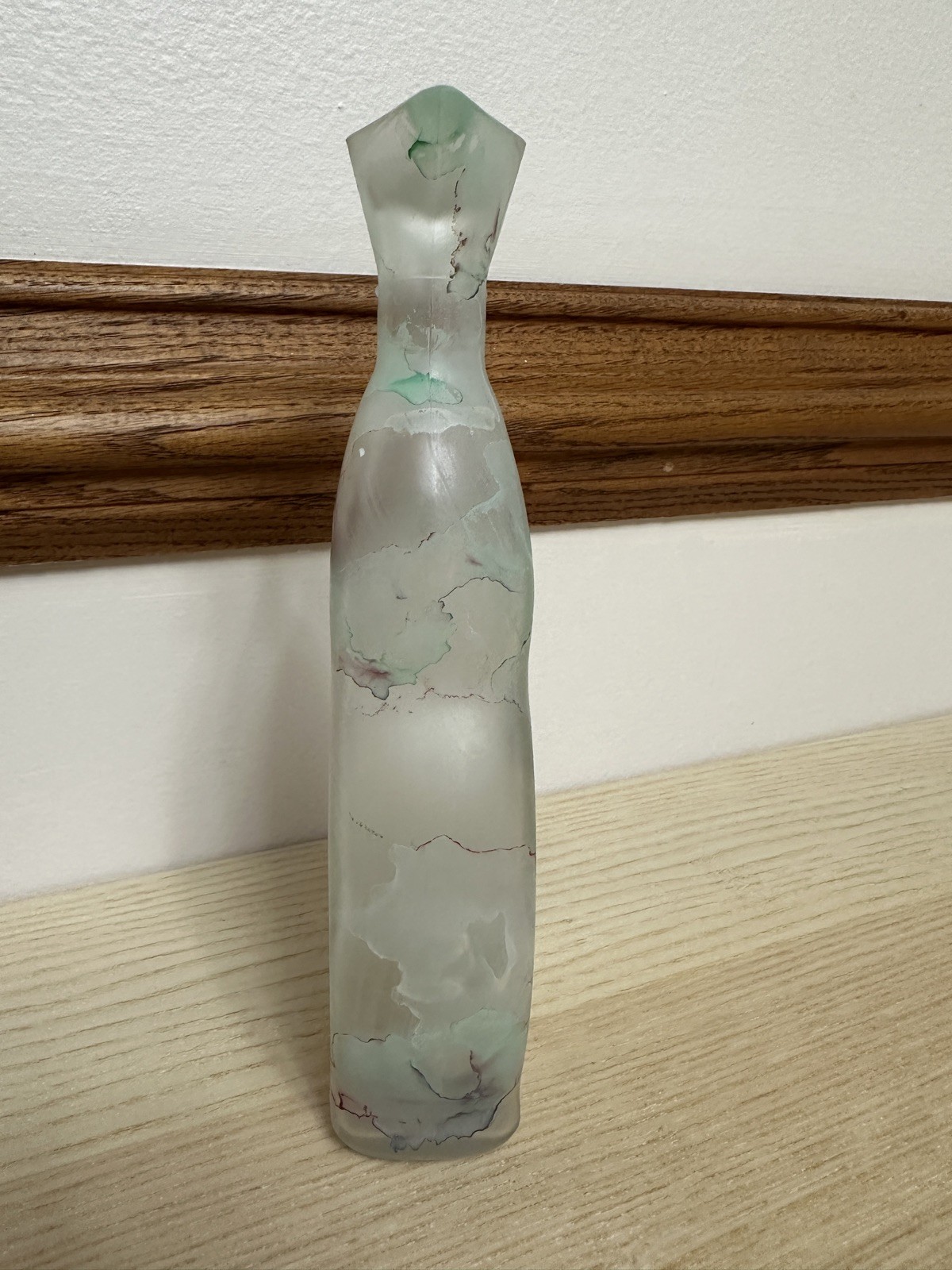 CREAZIONI SILVESTRI ARTE CRISTALL MURANO BUD VASE GREEN ROSE DRIP COLORS – 7.5″