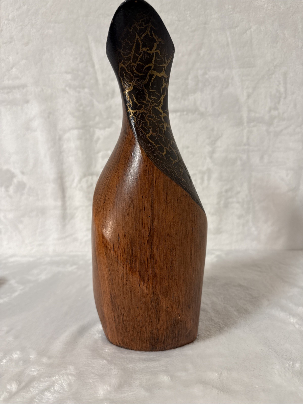 Vase Woodlook And Gold Crackle Glaze Ceramic Art Deco Unbranded 12.5”