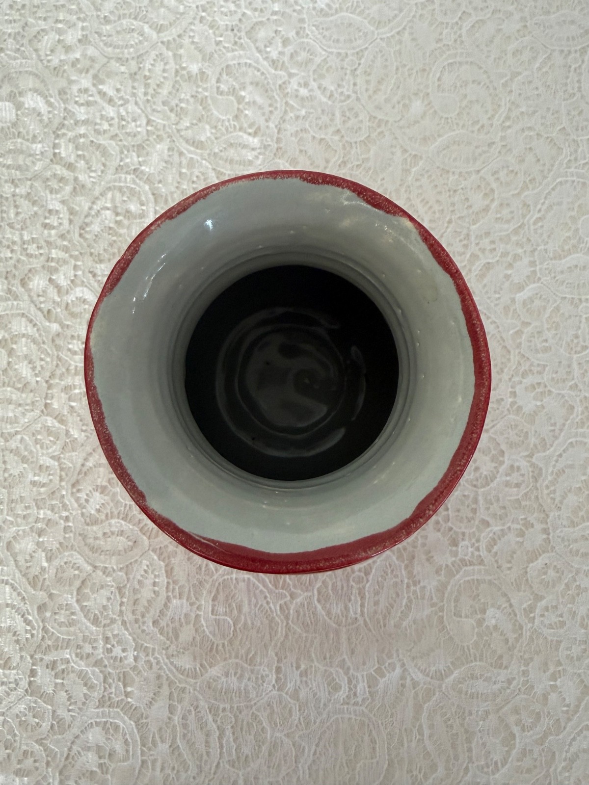 Red Art Pottery Vase Hand Thrown Studio Ceramic Vessel 7.5″ Rustic Vintage