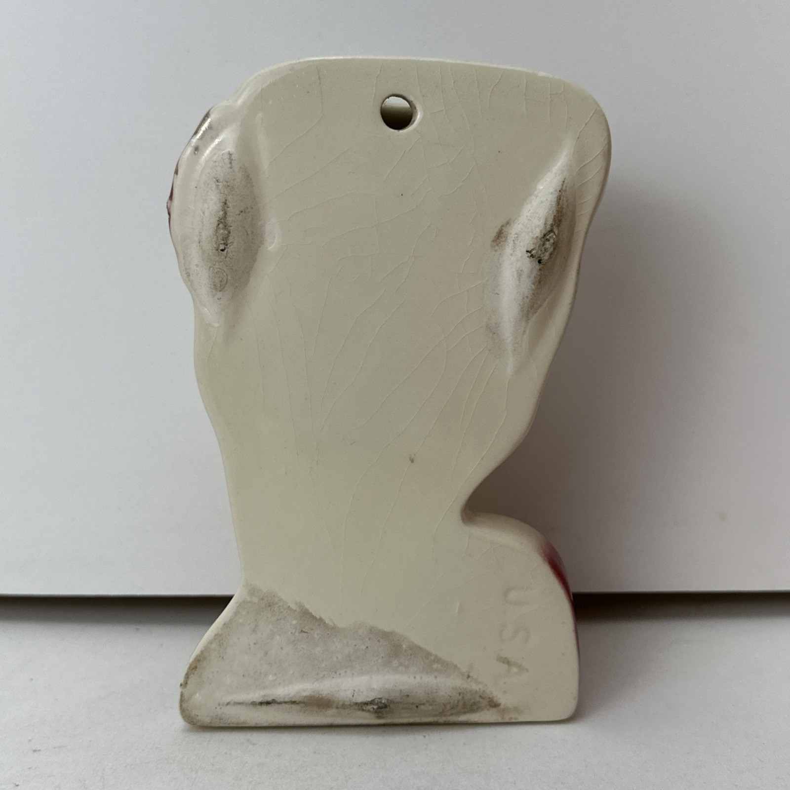 Vintage Lady Head Vase Red Gold Trim Wall Pocket Wallpocket Glamour Girl Deco