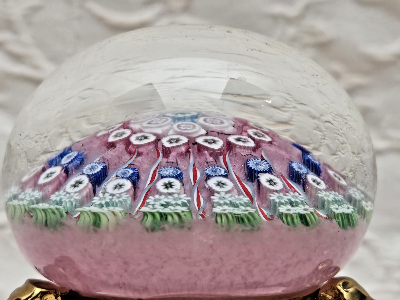 Perthshire 1960s 3″ Millefiori 15-Spoke Cartwheel Paperweight; PW 45