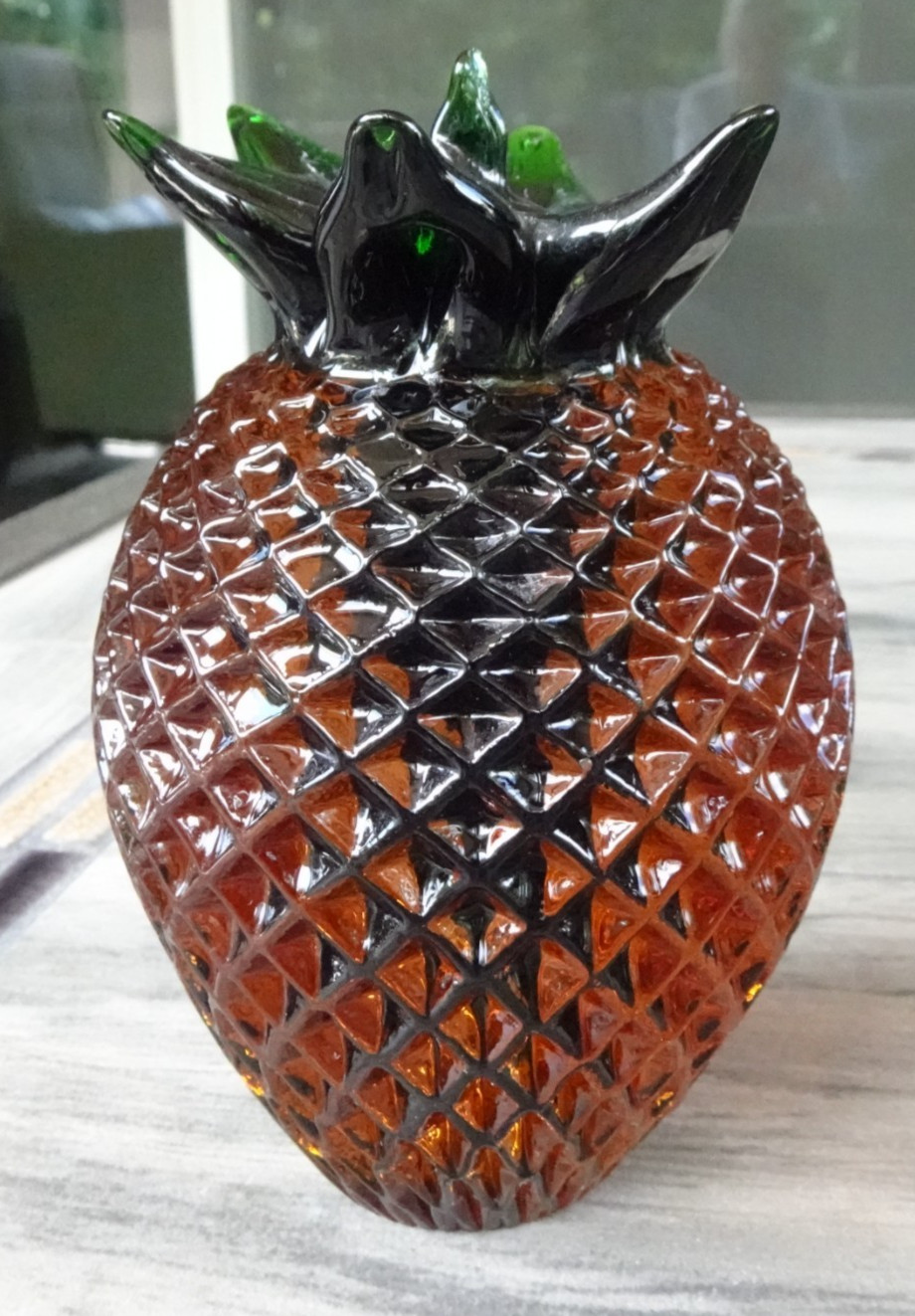 1960’s Murano Art Glass Sommerso Textured Pineapple Paperweight Figurine