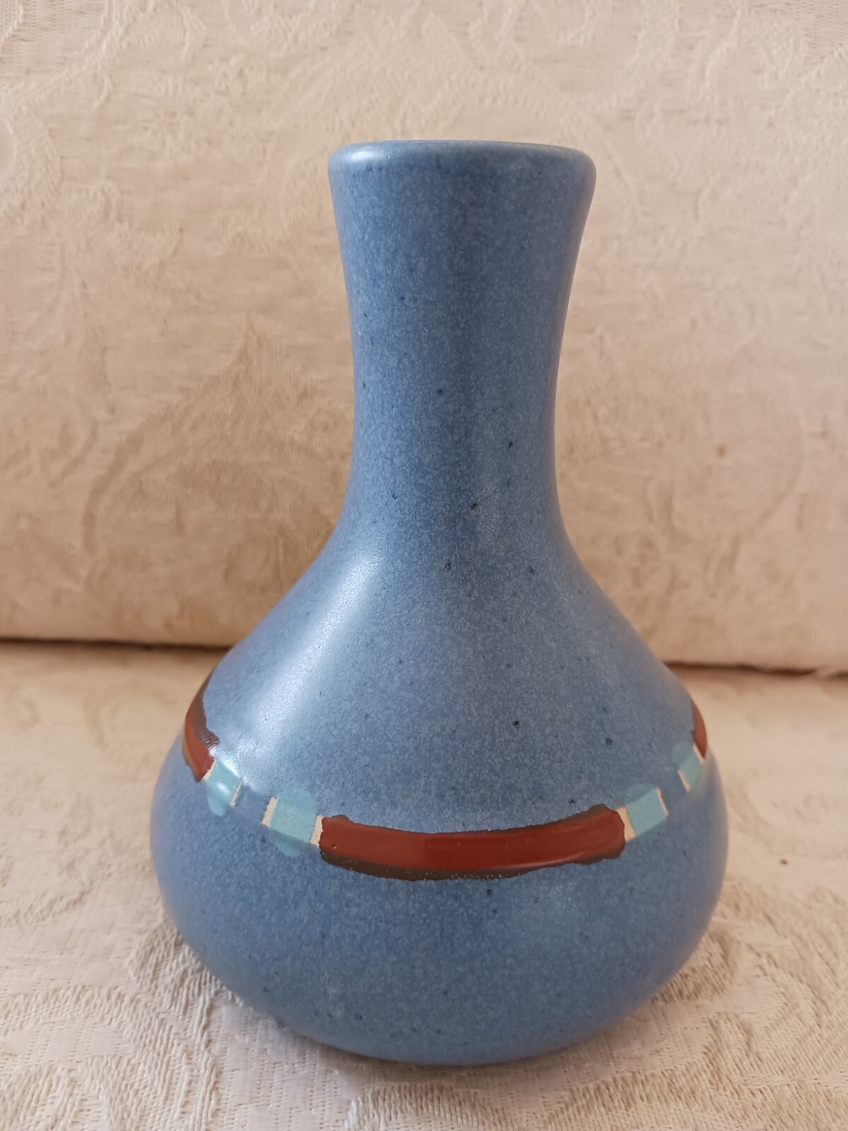 Vintage Dansk Mesa Sky Blue Ceramic Bud Flower Vase Arts Crafts Style 5″