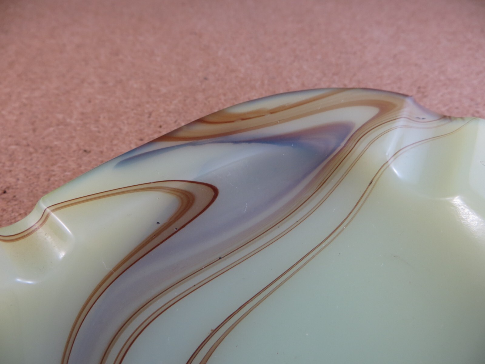 Antique Bronze Enamel Metal Borzoi Dog Figurine Swirl Stripe Slag Glass Ashtray