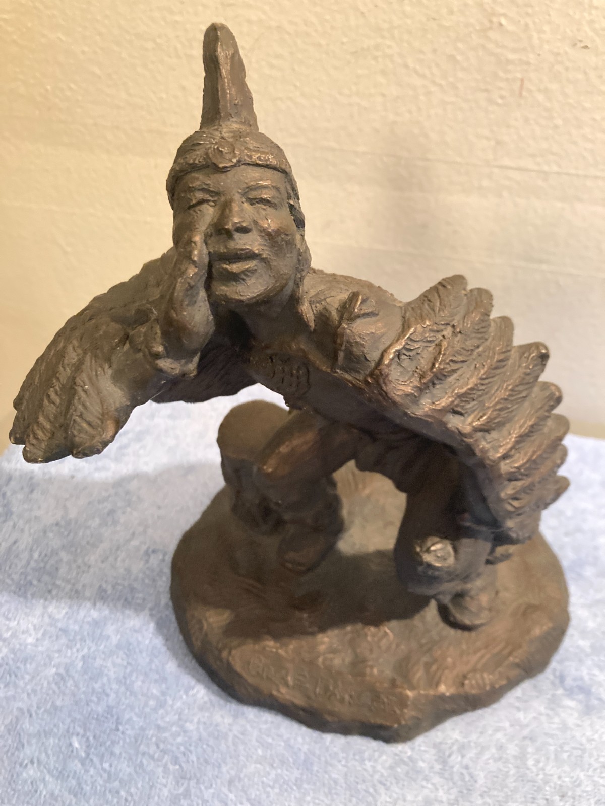 VINTAGE ESTATE FIND EAGLE DANCER NATIVE AMERICAN METAL SCULPTURE FIGURINE