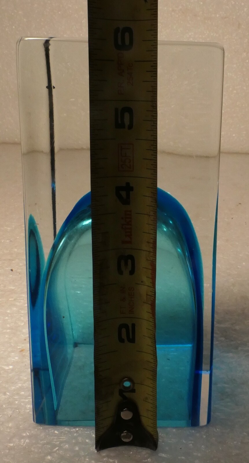 KROSNO POLAND ART GLASS MODERN CLEAR AND BLUE CANDLE HOLDER