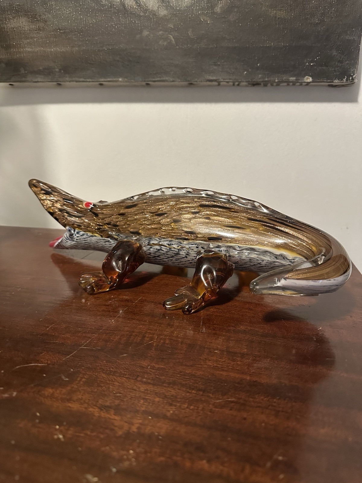 Vintage Italian Murano 70s Art Glass Alligator Sculpture