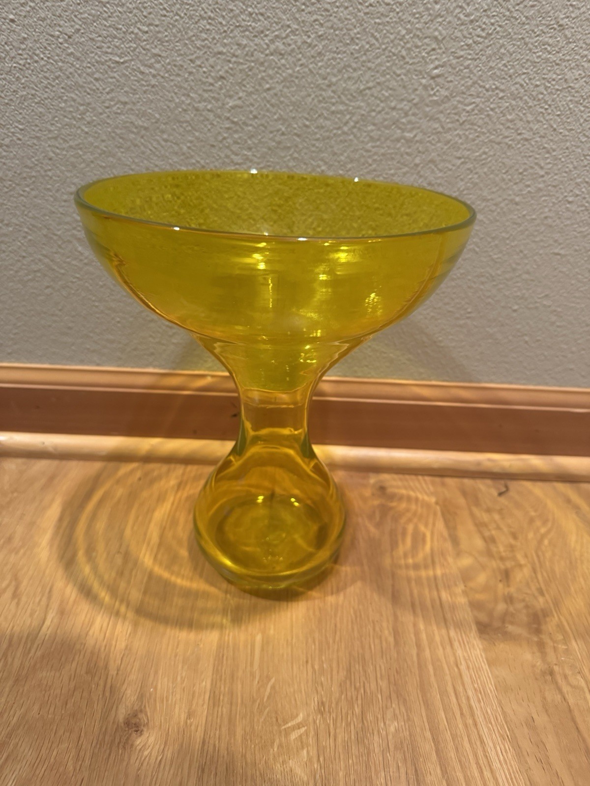 Blenko Wayne Husted 5920 Yellow Vase with Acid-etched Signature