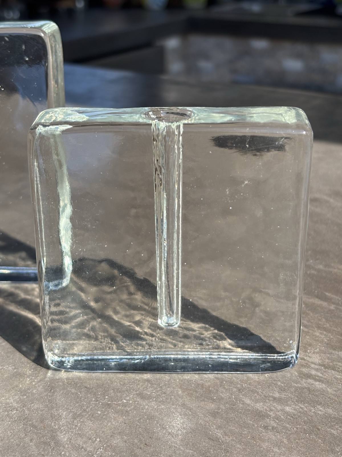 VTG Wiesenthal Hutte Solifleur Glass Block Bud Bases 5″ and 4″ Tall European
