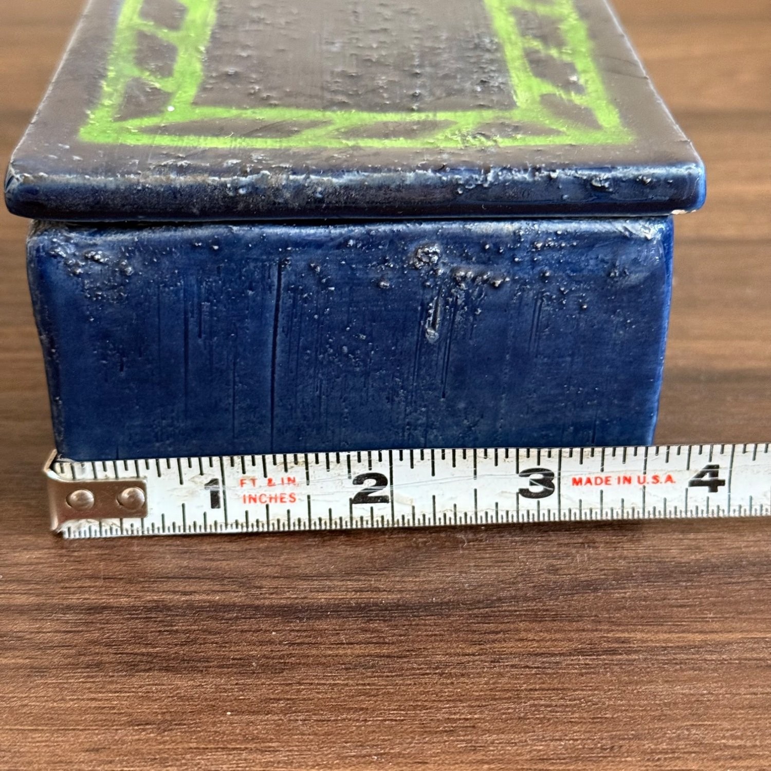 Vintage Baldelli Italy Ceramic Trinket Box 1960s Mid-Century Modern Blue 20/656