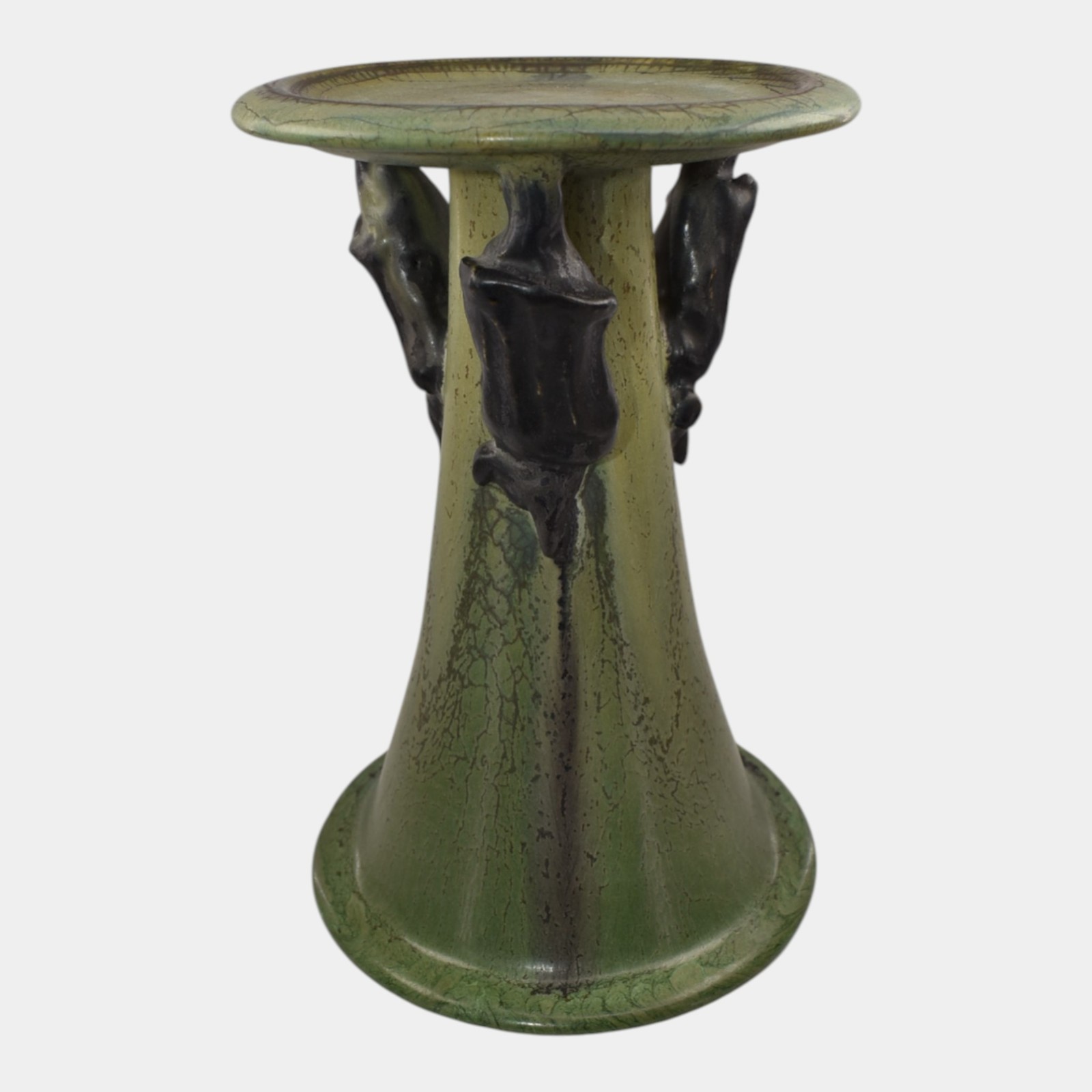 Ephraim Faience 2013 Hand Made Pottery The Haunt Candle Pillar with Bats
