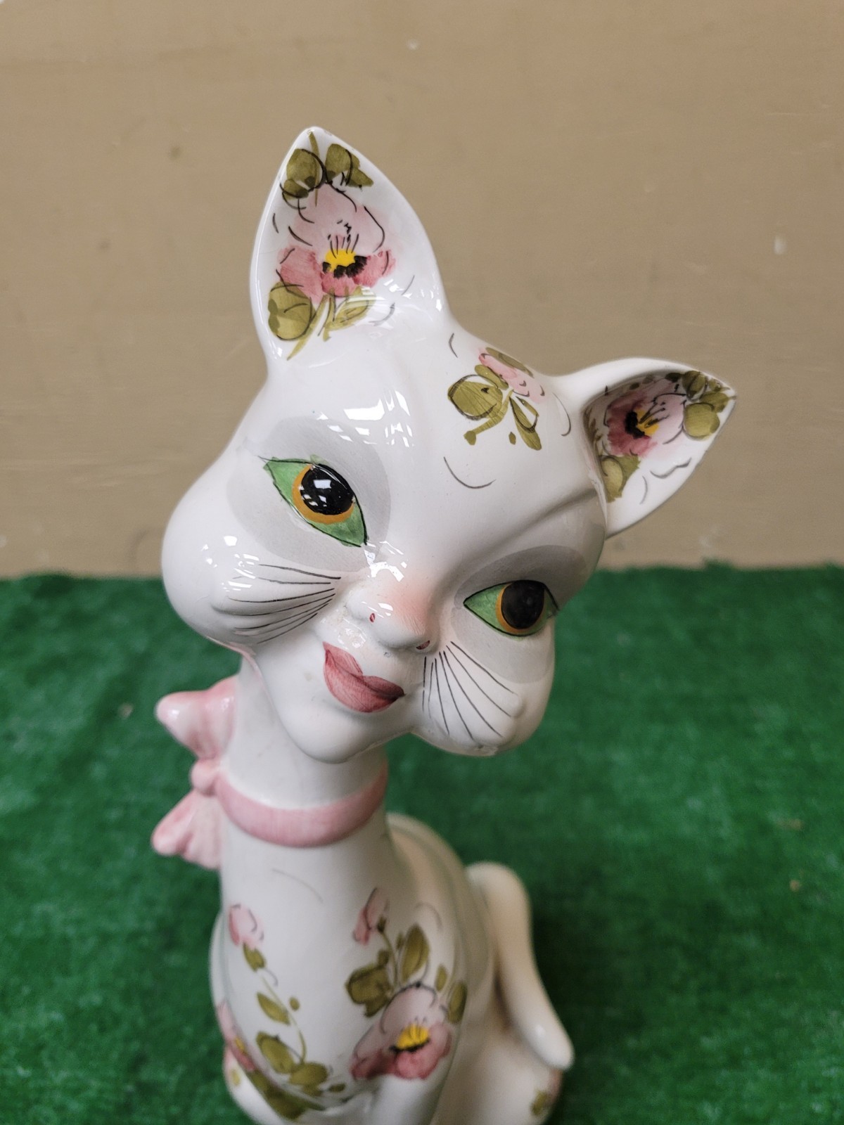 Italian Pottery MCM Long Neck Cat Made In Italy 15″ Tall (BFEB-05-110)